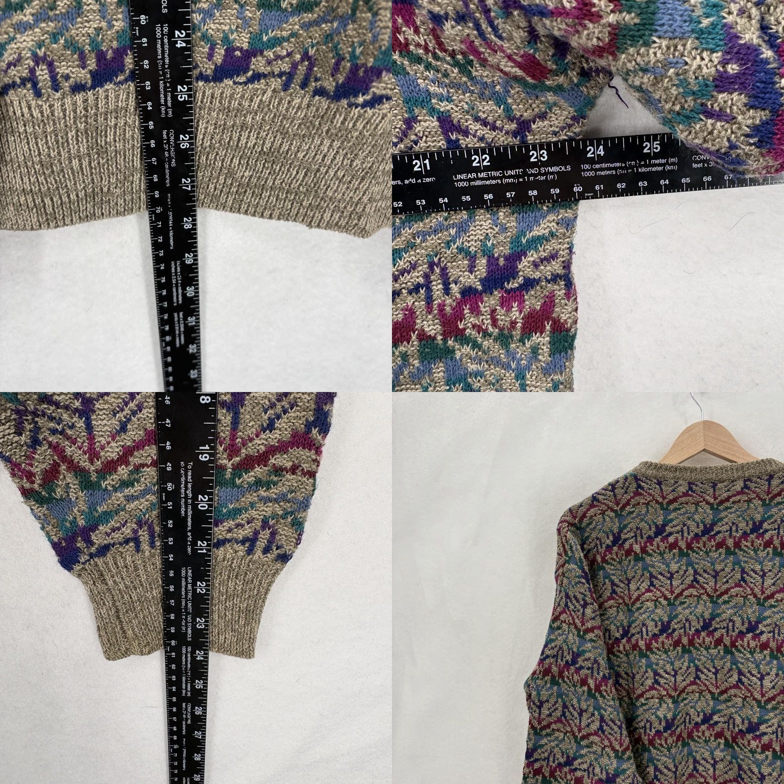 MILLY VINTAGE Frankenmuth Woolen Mill Sweater Mens L Beige Ramie Fair Isle Bavaria 90s Size US L / EU 52-54 / 3 - 8 Thumbnail