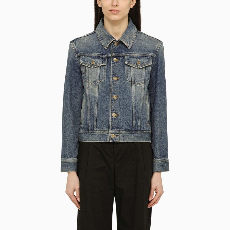 image of Golden Goose Washed-Out Blue Denim Jacket, Women's (Size Small)