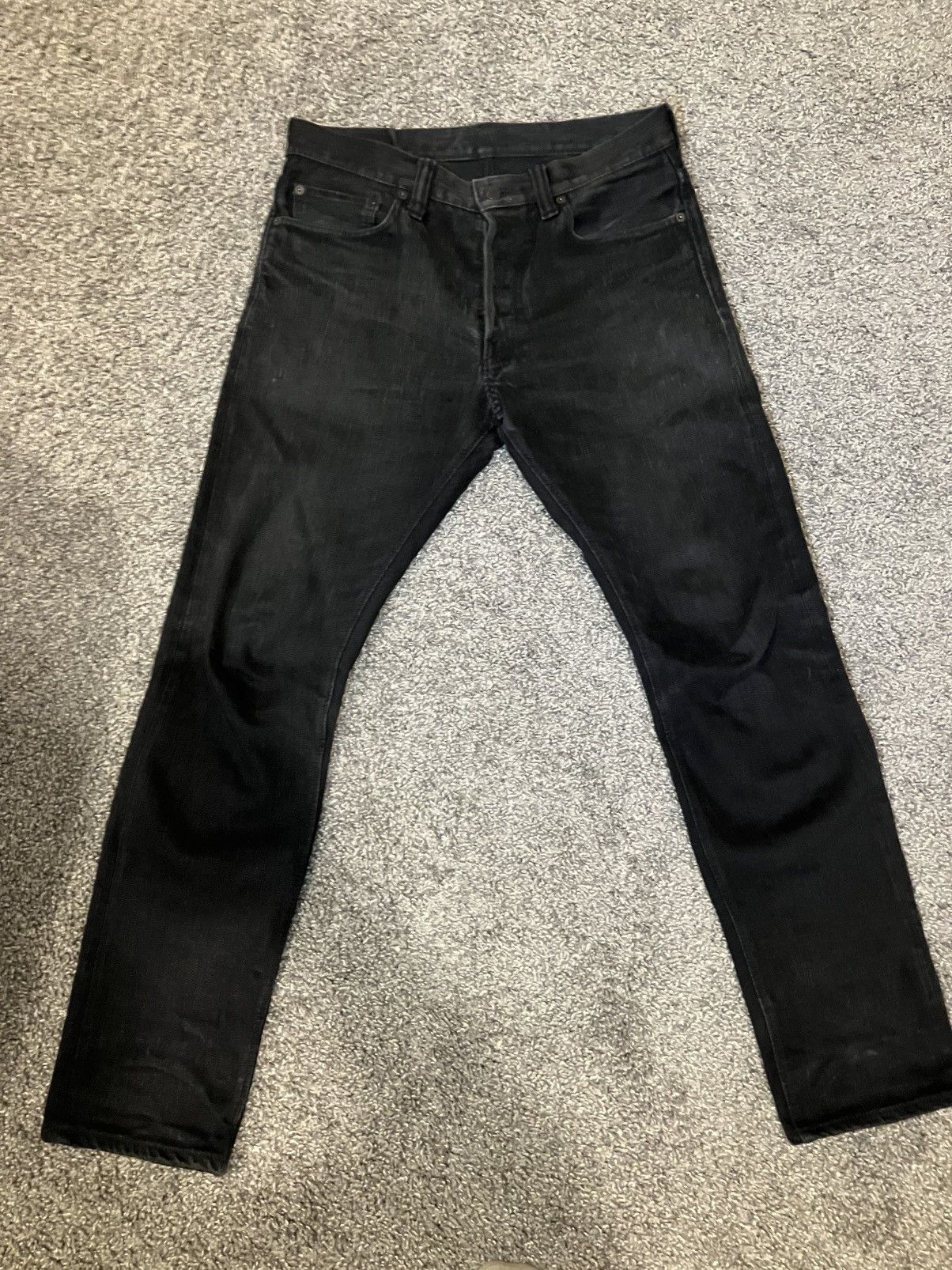Pure Blue Japan Pure Blue Japan 1167-WBK double blk selvedge denim (hemmed) Size US 32 / EU 48 - 3 Thumbnail