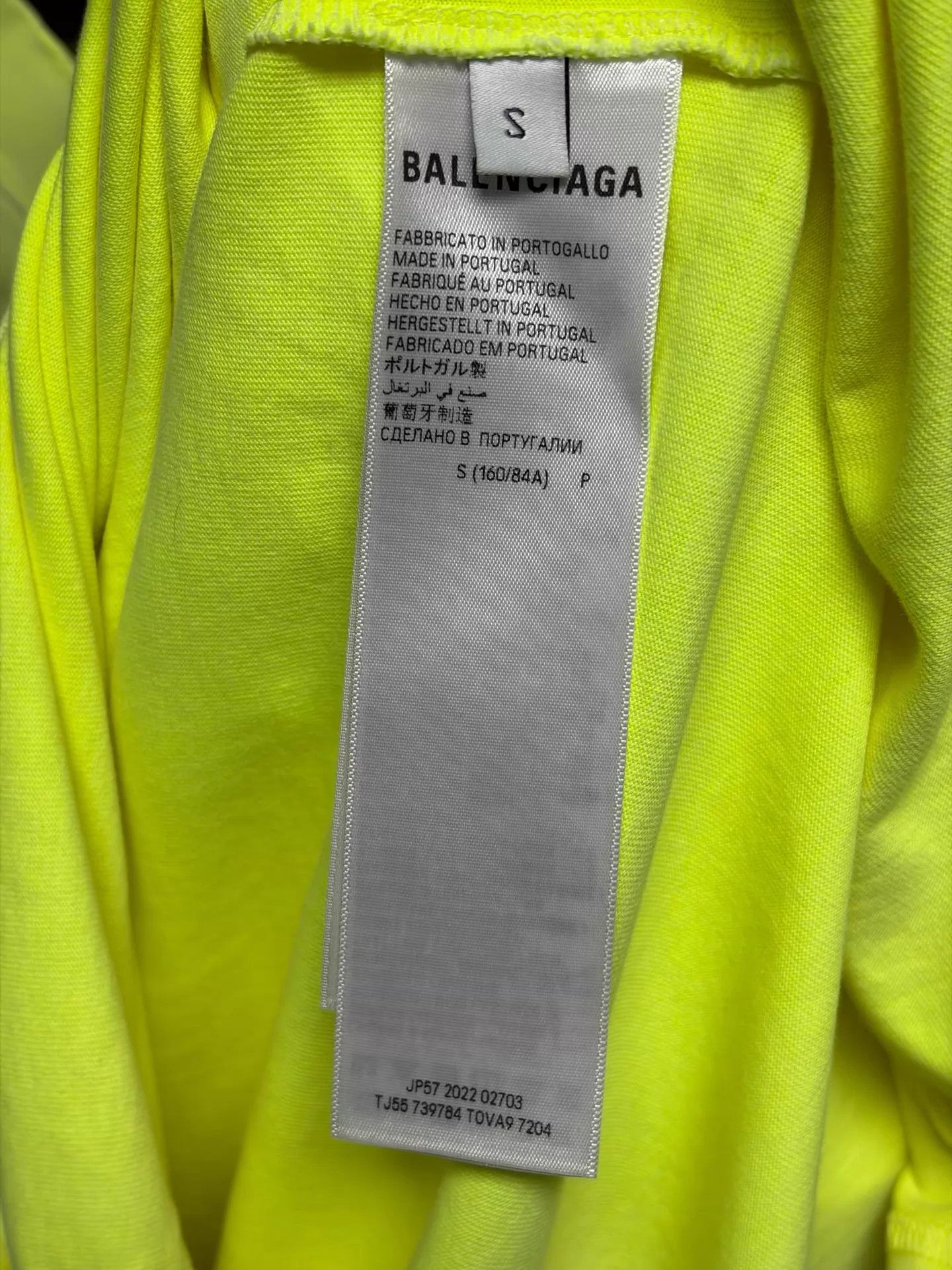 Balenciaga Balenciaga Fluorescent Yellow S Short Sleeve Tee Size US S / EU 44-46 / 1 - 4 Thumbnail