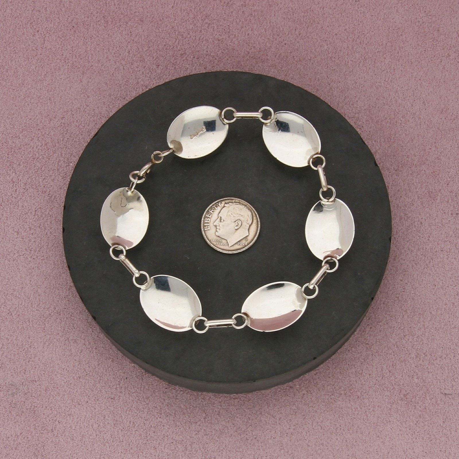Native navajo sterling silver vintage onyx link bracelet 7.75in Size ONE SIZE - 2 Thumbnail