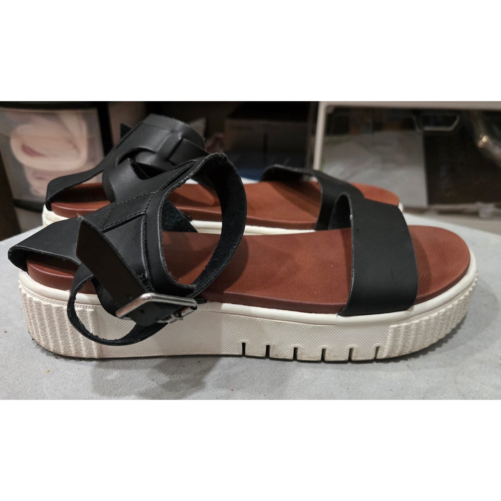 Other Mia "Ellen" Black Ankle Strap Sandal Size 9 Sneaker Bottom Size US 9 / IT 39 - 3 Thumbnail