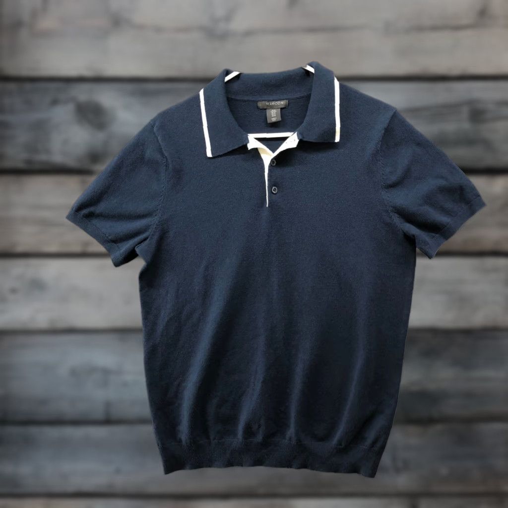 Vintage VINTAGE Marconi Tipped Polo Sweater Mens M Navy Blue White Short Sleeve Knit Size US M / EU 48-50 / 2 - 1 Thumbnail