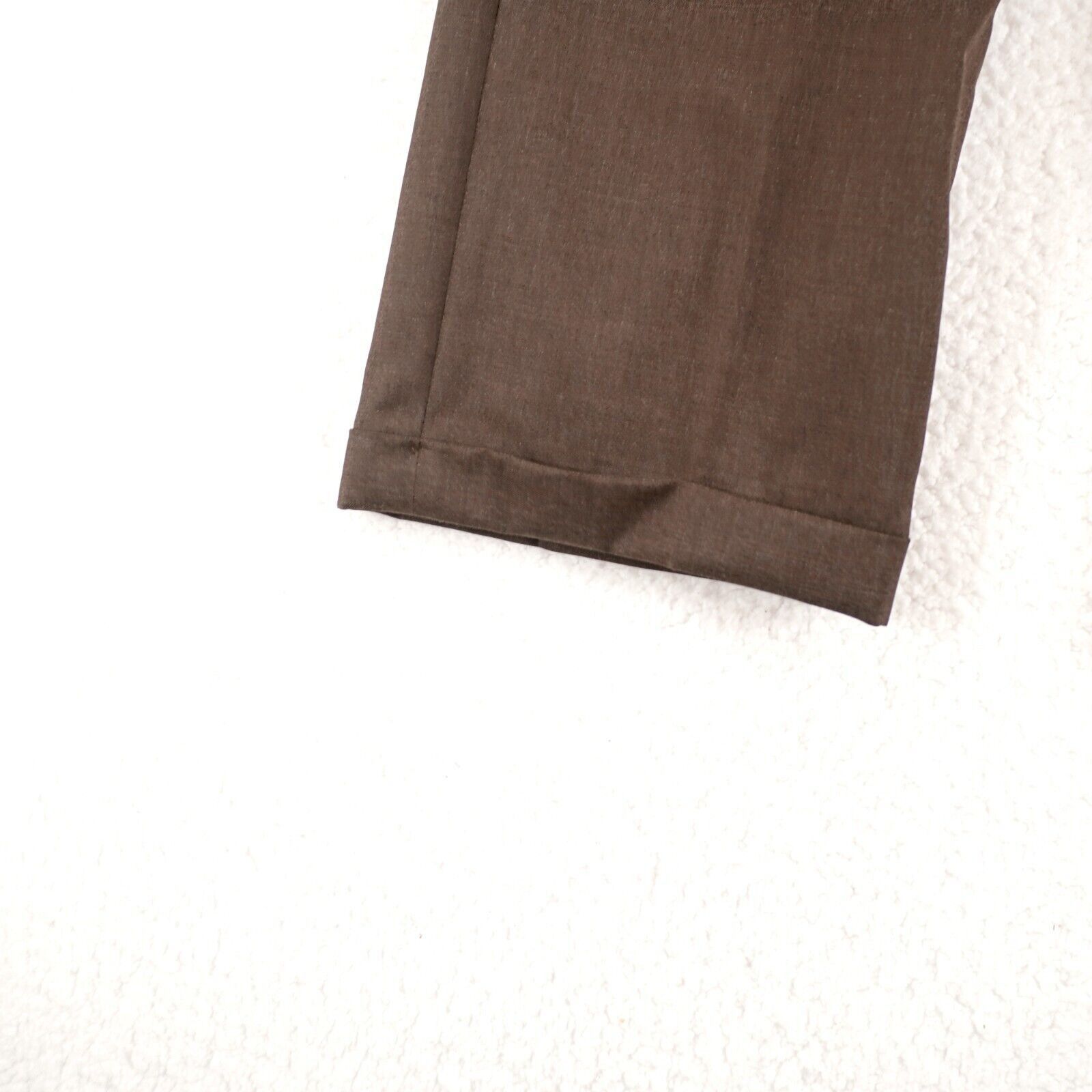 Zanella Zanella Bennett Wool Brown Twill High Rise Pleated Cuffed Dr Size 36R - 2 Thumbnail