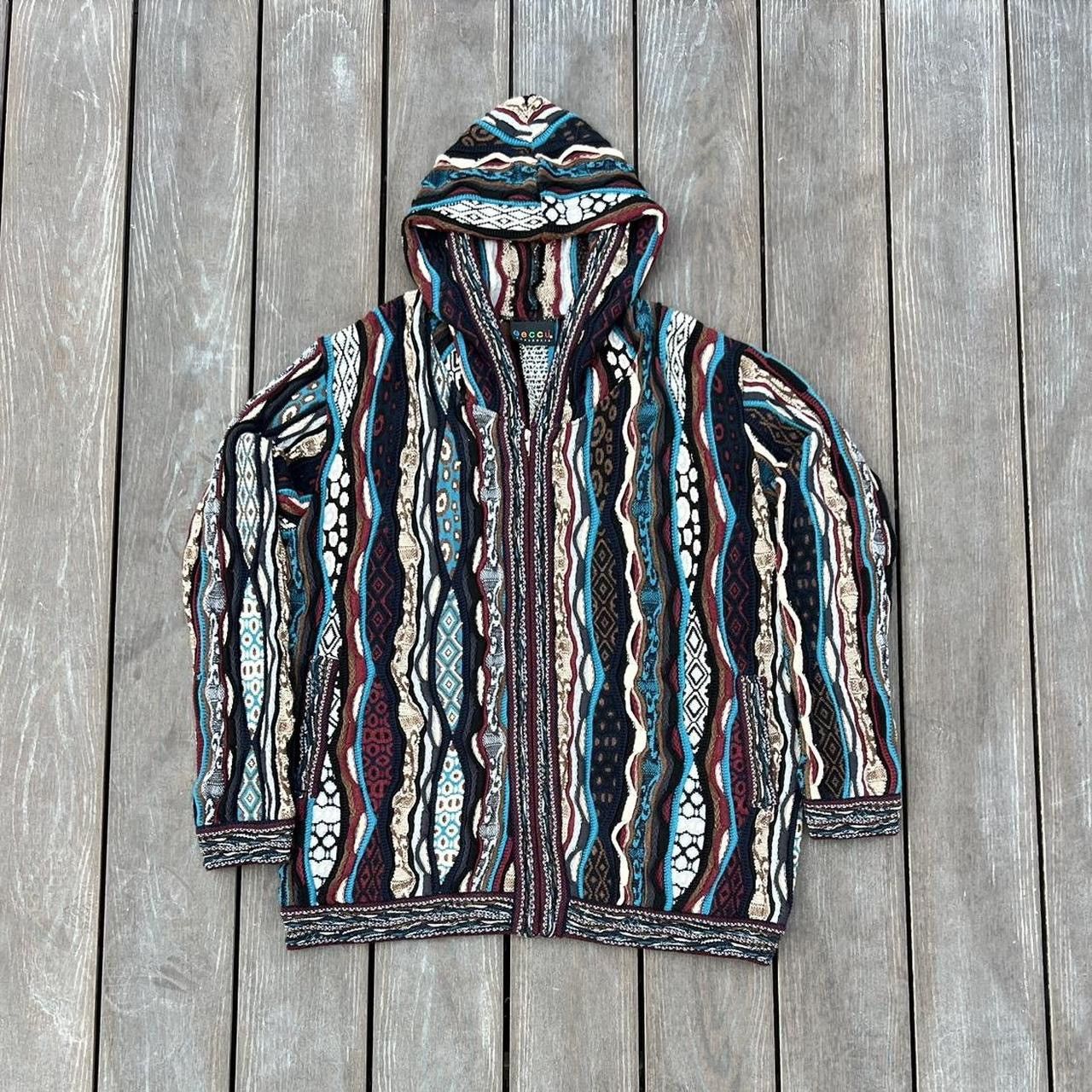 Vintage Bright Geccu 3D Multi Colour Merino Wool Hoodie Sweater Knit Size US L / EU 52-54 / 3 - 2 Thumbnail