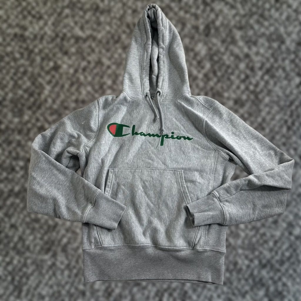 Champion VINTAGE Champion Reverse Weave Hoodie Pullover Double Sided Graphic Red Gray Sweatshirt Sweatshirt (Hooded) Mens S Size US S / EU 44-46 / 1 - 1 Thumbnail