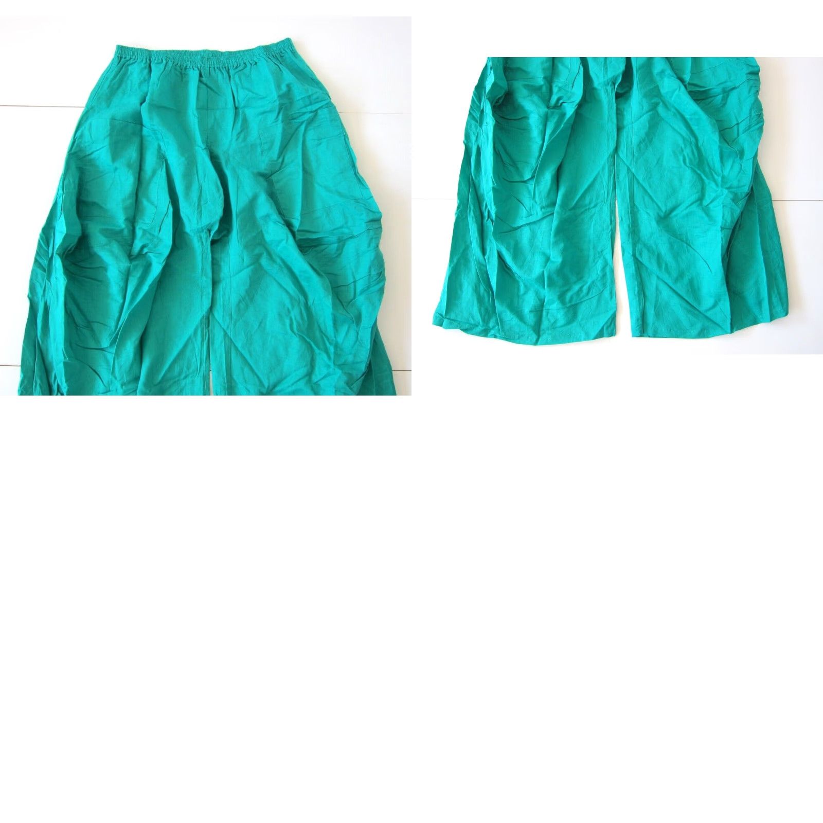 Vintage Ashro Pants Green High Rise Wide Leg Harem Lagenlook Pocket Linen Cotton Large Womens Size 36" / US 14 / IT 50 - 8 Thumbnail