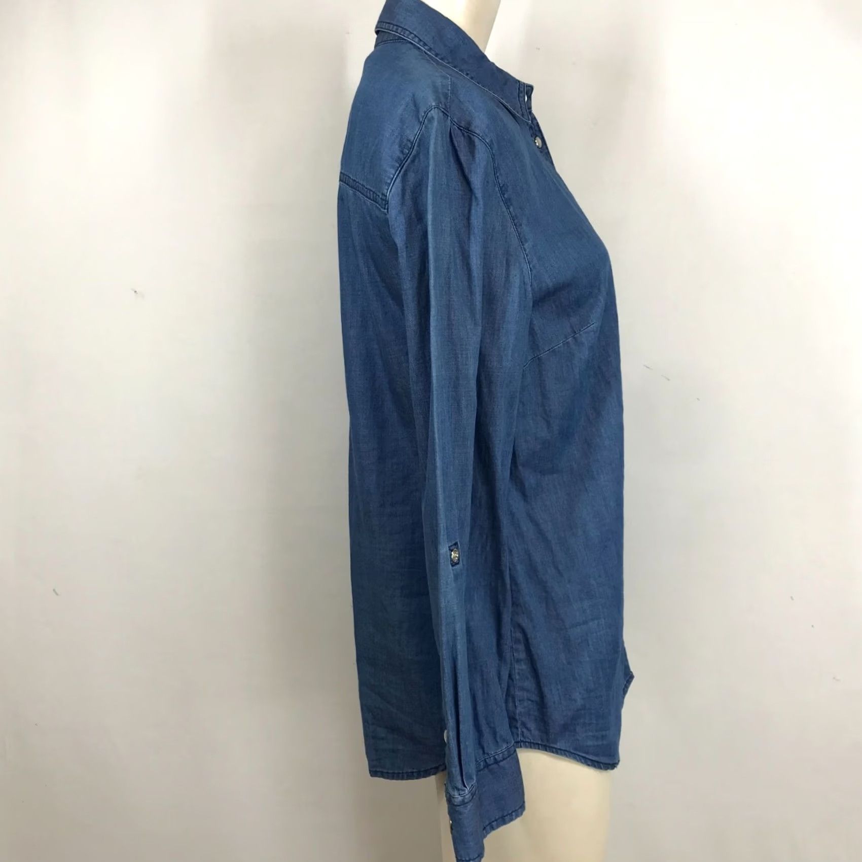Orvis ORVIS WOMEN'S SMALL BLUE DENIM LONG SLEEVE SNAP COTTON TOP SHIRT Size S / US 4 / IT 40 - 4 Thumbnail