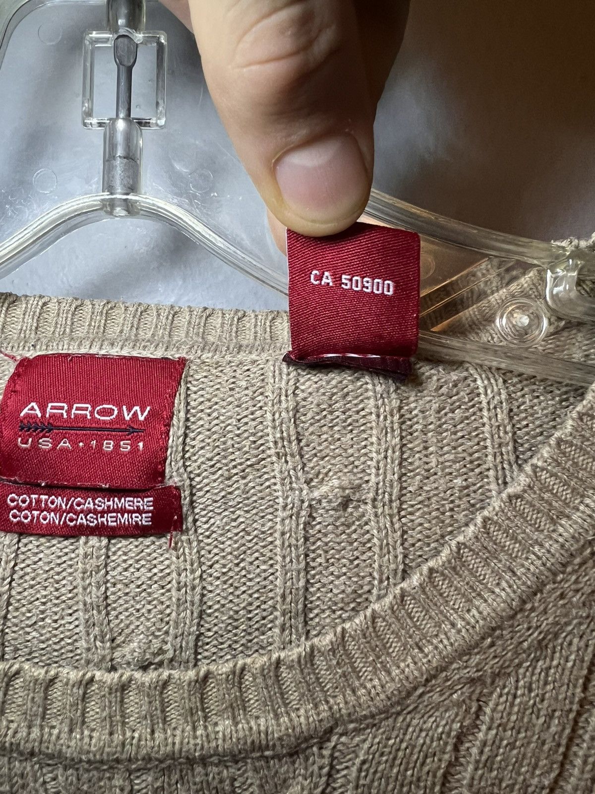 Arrow Vintage Arrow cable knit cotton cashmere blend sweater Size US XL / EU 56 / 4 - 4 Thumbnail