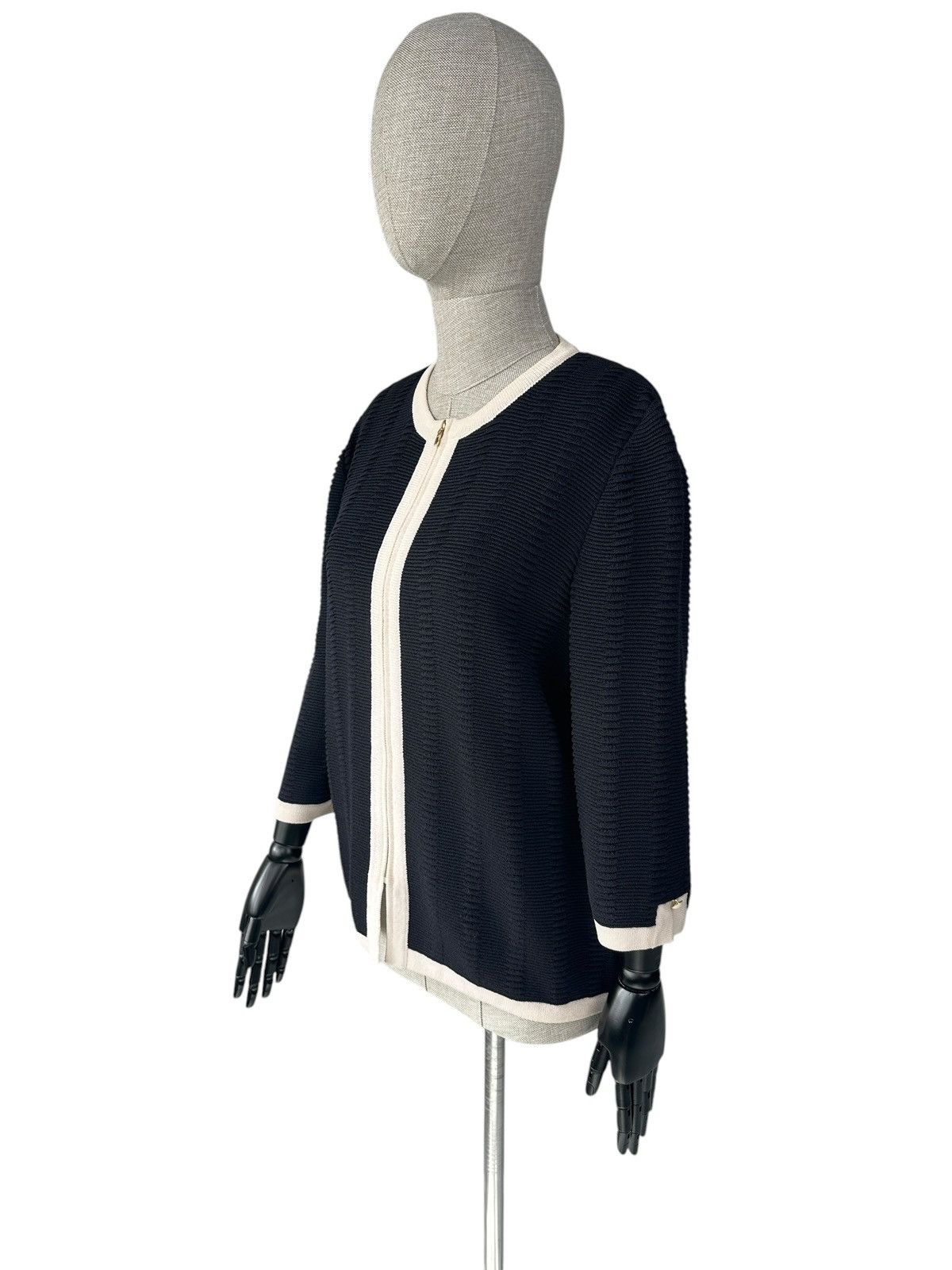 St. John ST.JOHN Collection Knit Zip Blazer Jacket Navy 3/4 Sleeve Size L / US 10 / IT 46 - 4 Thumbnail