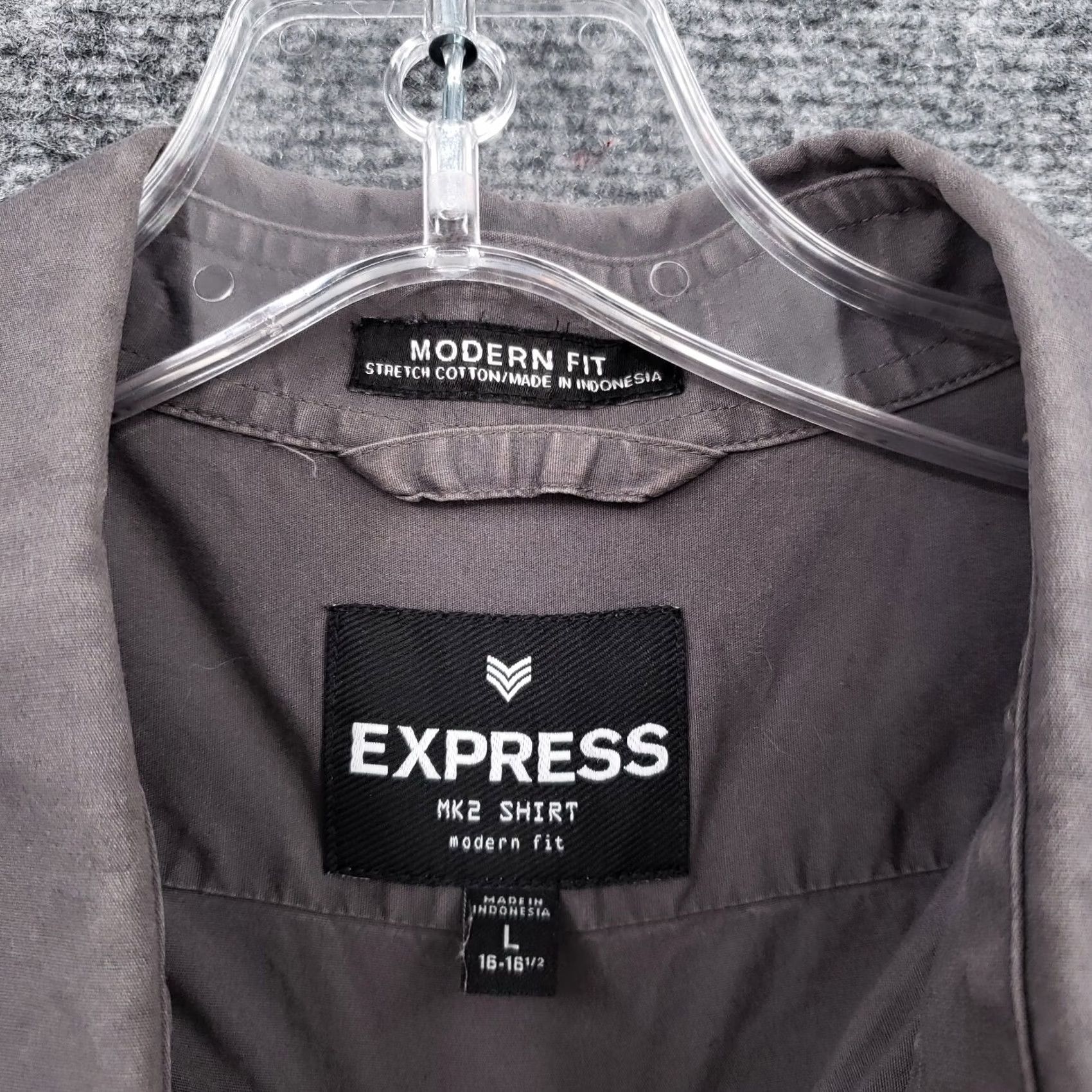 Express Express Button Up Shirt Mens Large Gray Military Stretch Modern Fit Size US L / EU 52-54 / 3 - 7 Thumbnail