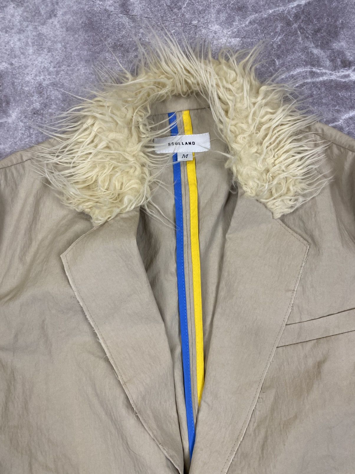 Soulland Soulland Fur Collar Avantgarde Raw Edge Blazer Jacket Size:M Size 44R - 2 Thumbnail