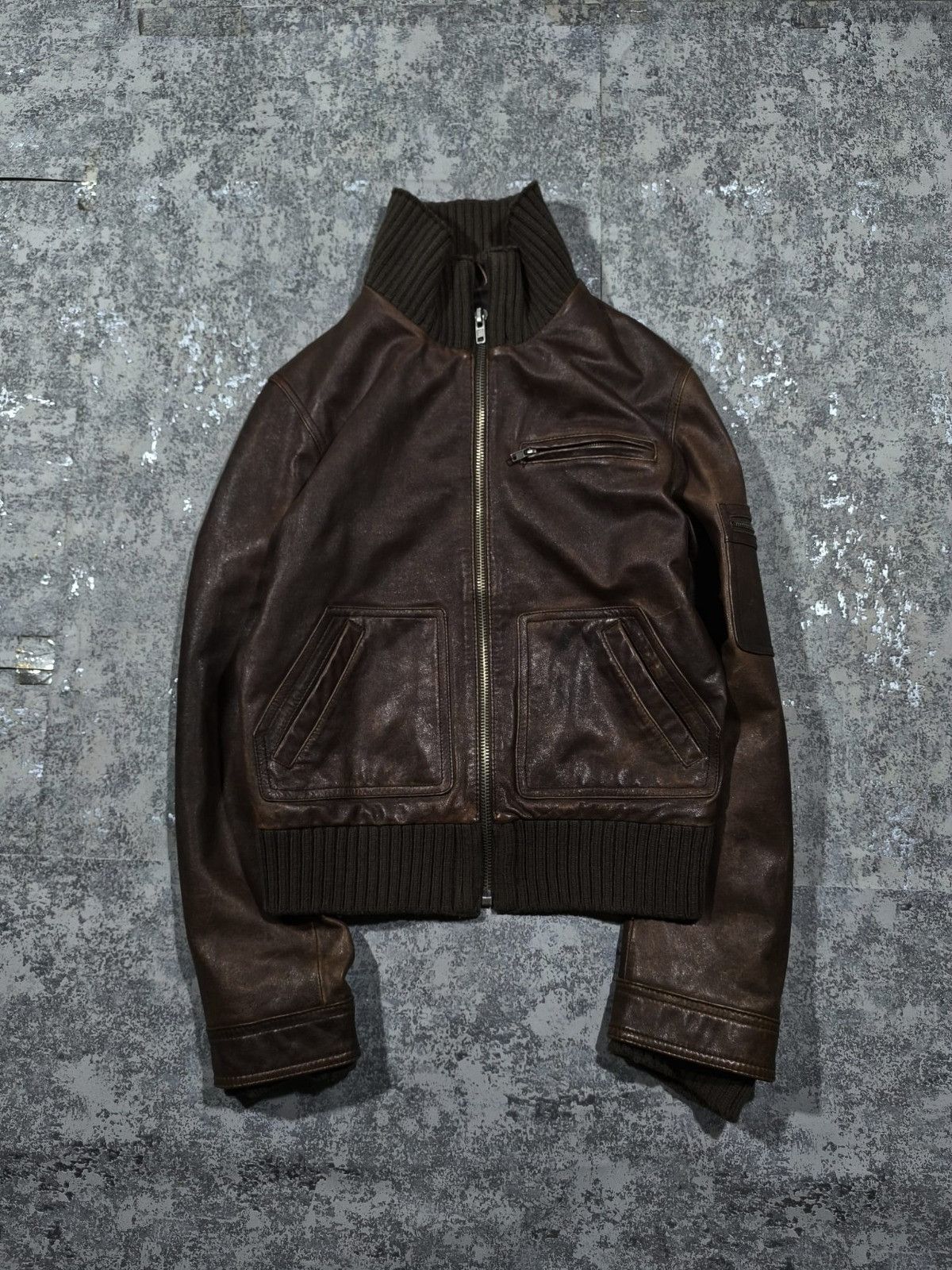 Hysteric Glamour Vtg Brown Leather Bomber Jacket Hedi Slimane Junya Watanabe Size US S / EU 44-46 / 1 - 1 Thumbnail