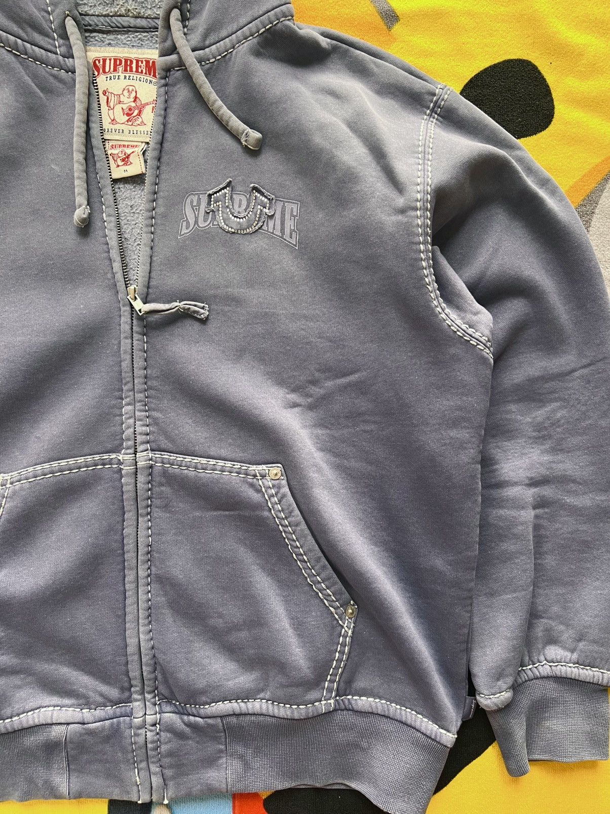 Supreme × True Religion Supreme x True Religion Zip-Up Hoodie blue Indigo rhinestone Size US M / EU 48-50 / 2 - 13 Thumbnail