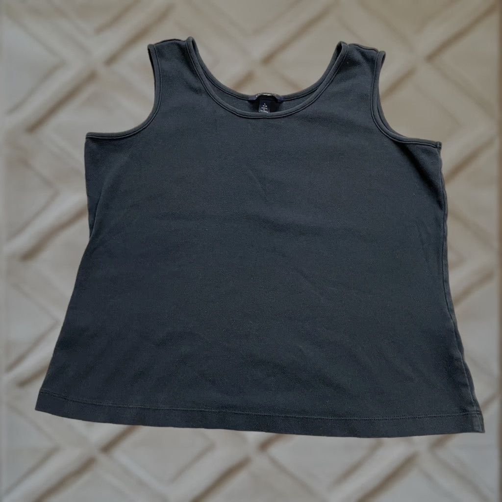 Lands' End Lands' End Basic Tank Top Womens Large Black Solid Sleeveless Round Neck Casual Size L / US 10 / IT 46 - 1 Thumbnail