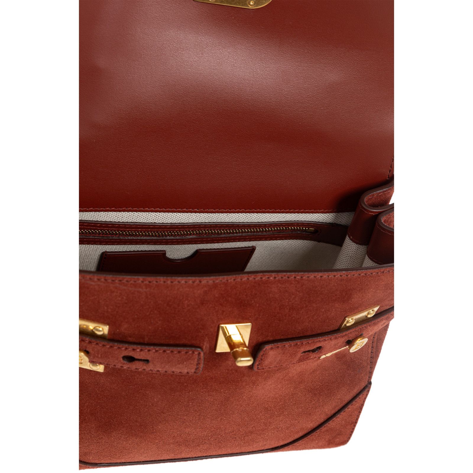Balmain BALMAIN B-Buzz 23 Red Suede Top Handle Bag New & Authentic Size ONE SIZE - 4 Thumbnail