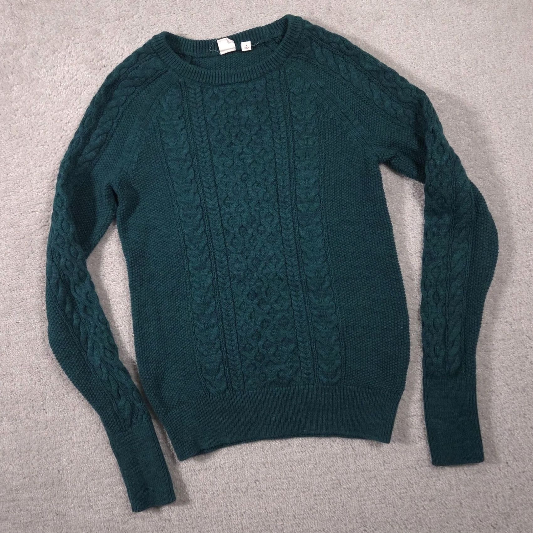 Gap Gap Sweater Womens S Green Cable-Knit Crew Raglan Long Sleeve Pullover Casual Winter Shirt Size S / US 4 / IT 40 - 3 Thumbnail