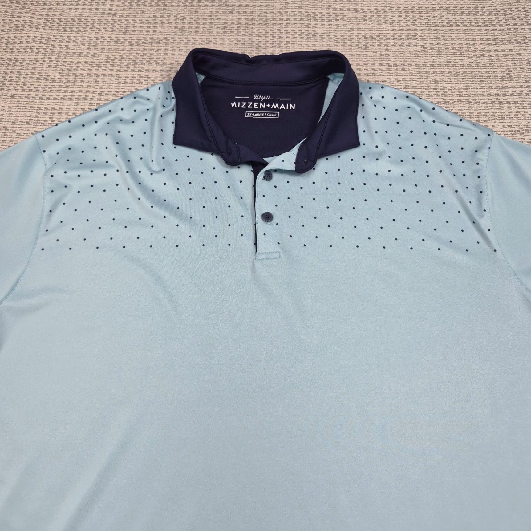 Mizzen+Main Mizzen+Main Golf Polo Shirt Mens 2XL Blue Polka Dot Classic Fit Short Sleeve Size US XXL / EU 58 / 5 - 4 Thumbnail