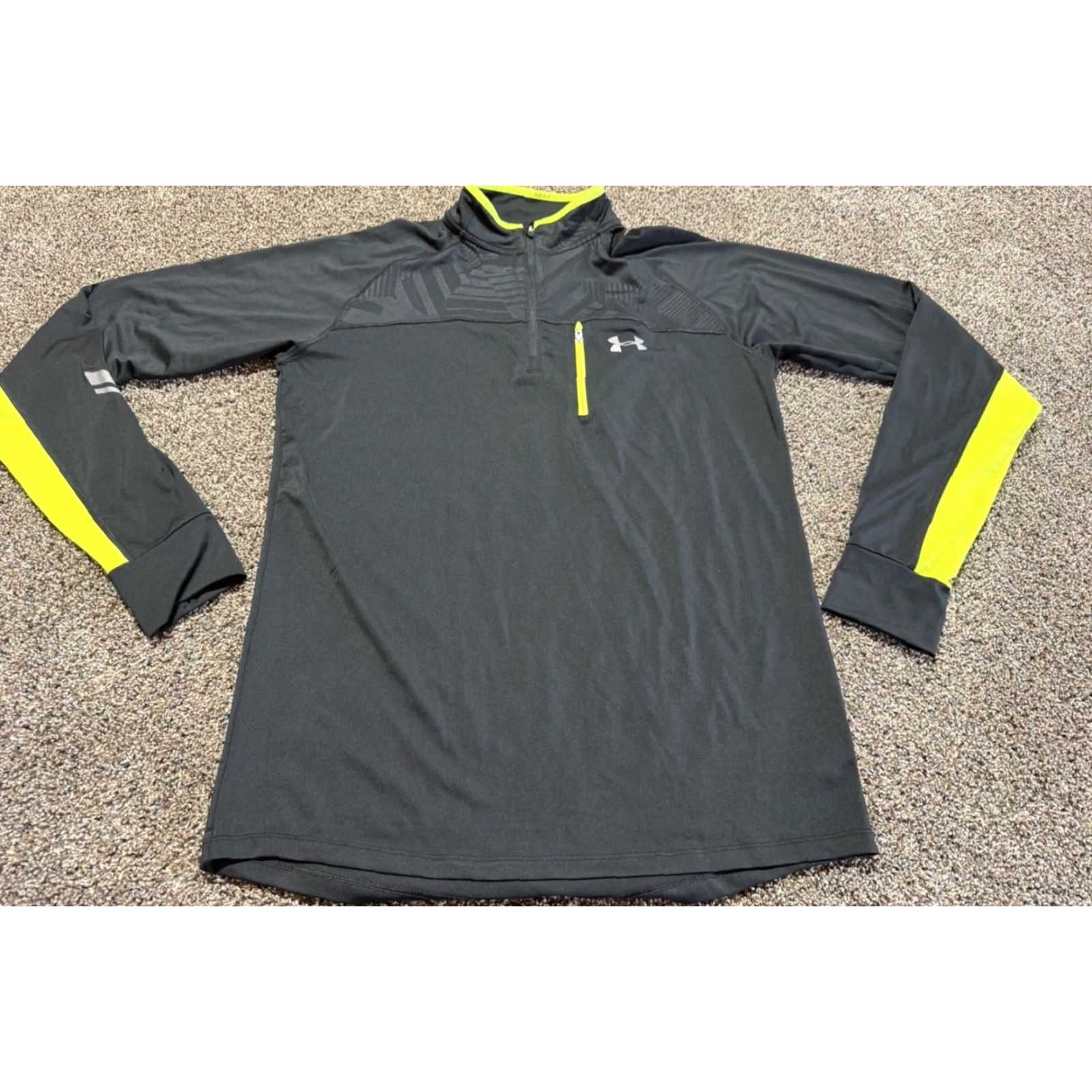 Under Armour Under Armour Hoodie Mens Pullover Quater Zip Green Black Running All Season Size US M / EU 48-50 / 2 - 2 Thumbnail