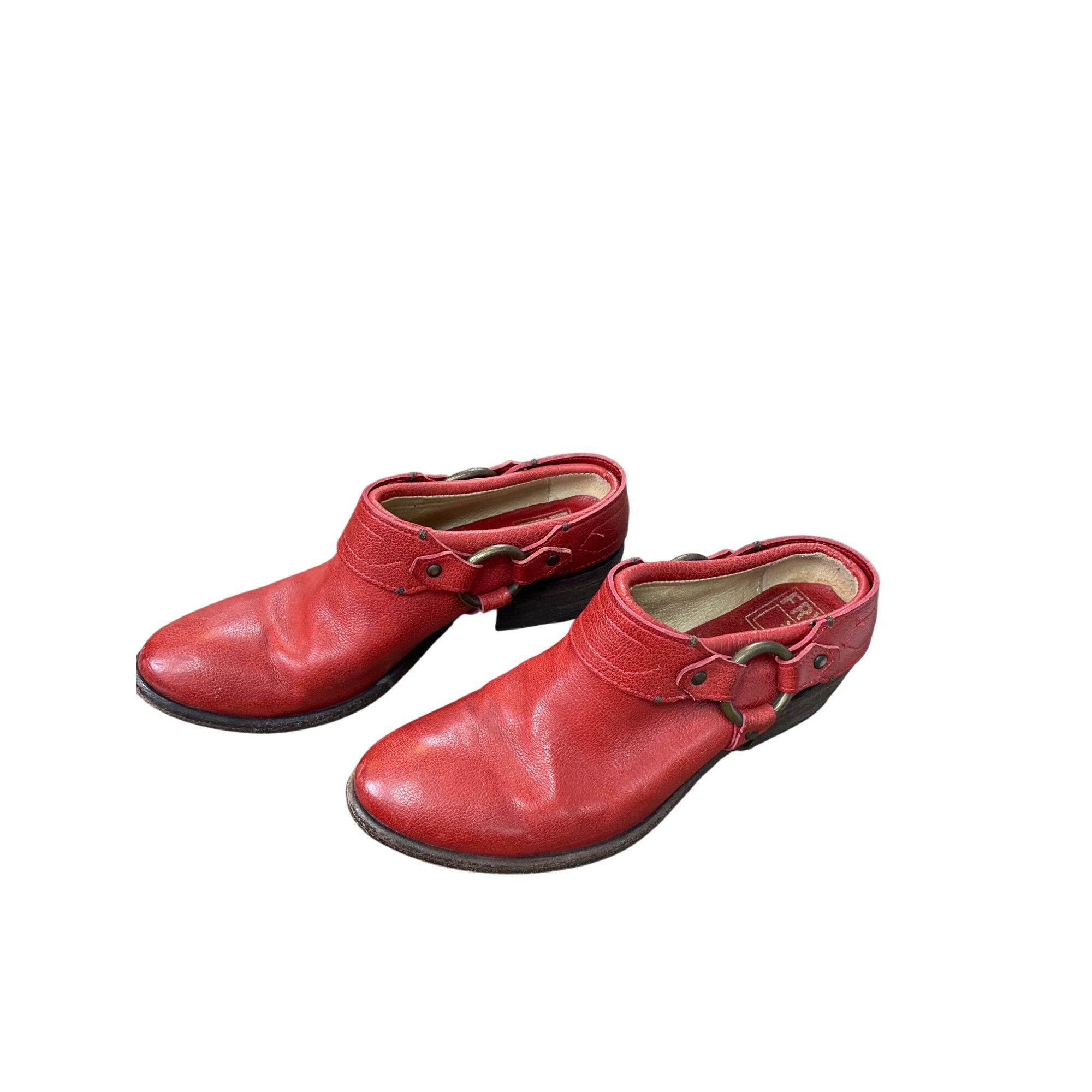 Frye Frye Vintage womans Leather Red Harness Mules Booties shoes Size US 7 / IT 37 - 3 Thumbnail
