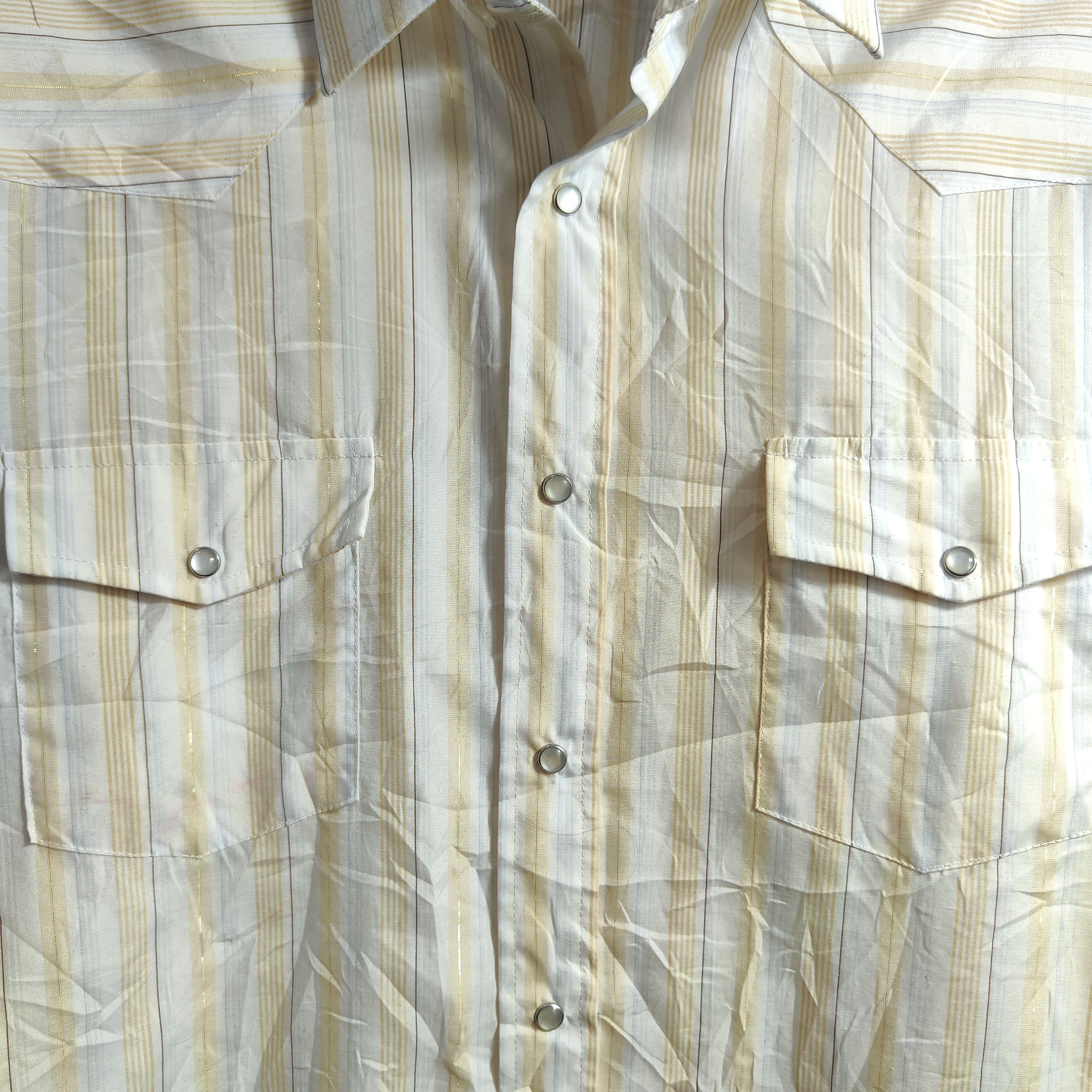 Roper Roper Western shirt mens White/Mustard Size Large Pearl snap Size US XL / EU 56 / 4 - 2 Thumbnail