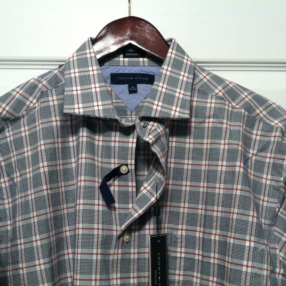 Tommy Hilfiger TOMMY HILFIGER MENS NEW GRAY 100%COTTON DRESS SHIRT 16/34-35 Size US L / EU 52-54 / 3 - 1 Thumbnail