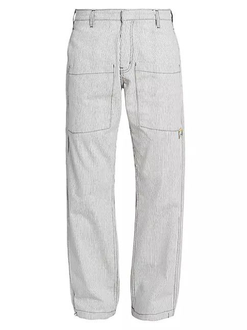 image of Rhude Os11X0124 Pinstriped Front Pocket Pants In White & Black in Black/White, Men's (Size 32)