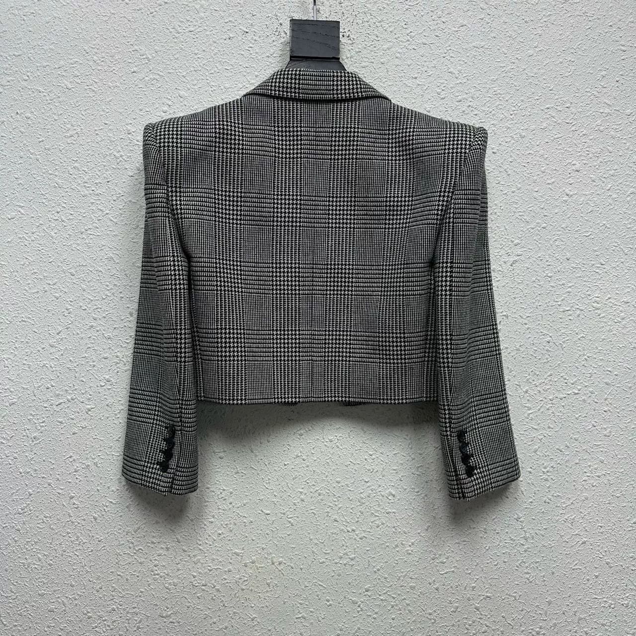 Saint Laurent Paris Saint Laurent Checkered Cropped Blazer Size XXS / US 00 / IT 34 - 1 Thumbnail