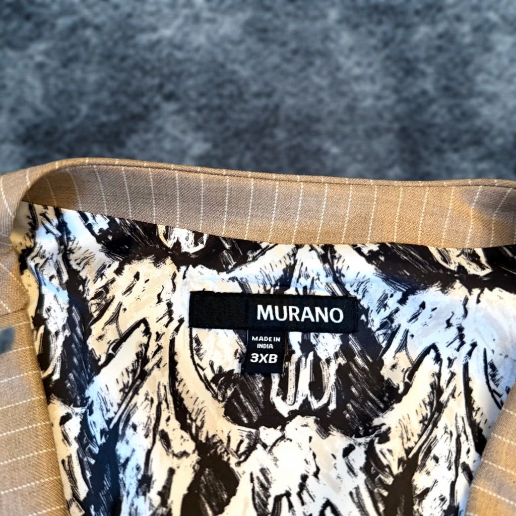 Murano VINTAGE Murano Pinstripe Dress Vest Mens 3XB Beige Double Breasted Big Man NWT Size US XXL / EU 58 / 5 - 1 Thumbnail