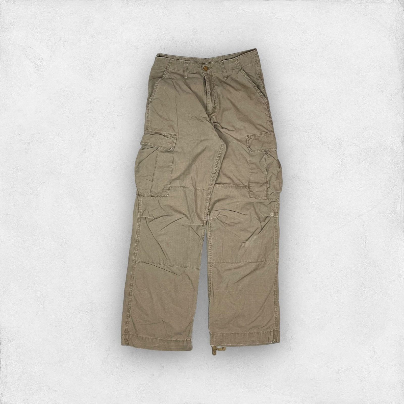 Carhartt × Vintage Carhartt Men's beige Cotton Logo Zip Fly Cargo Pants 27 x 30 Size US 27 - 1 Thumbnail