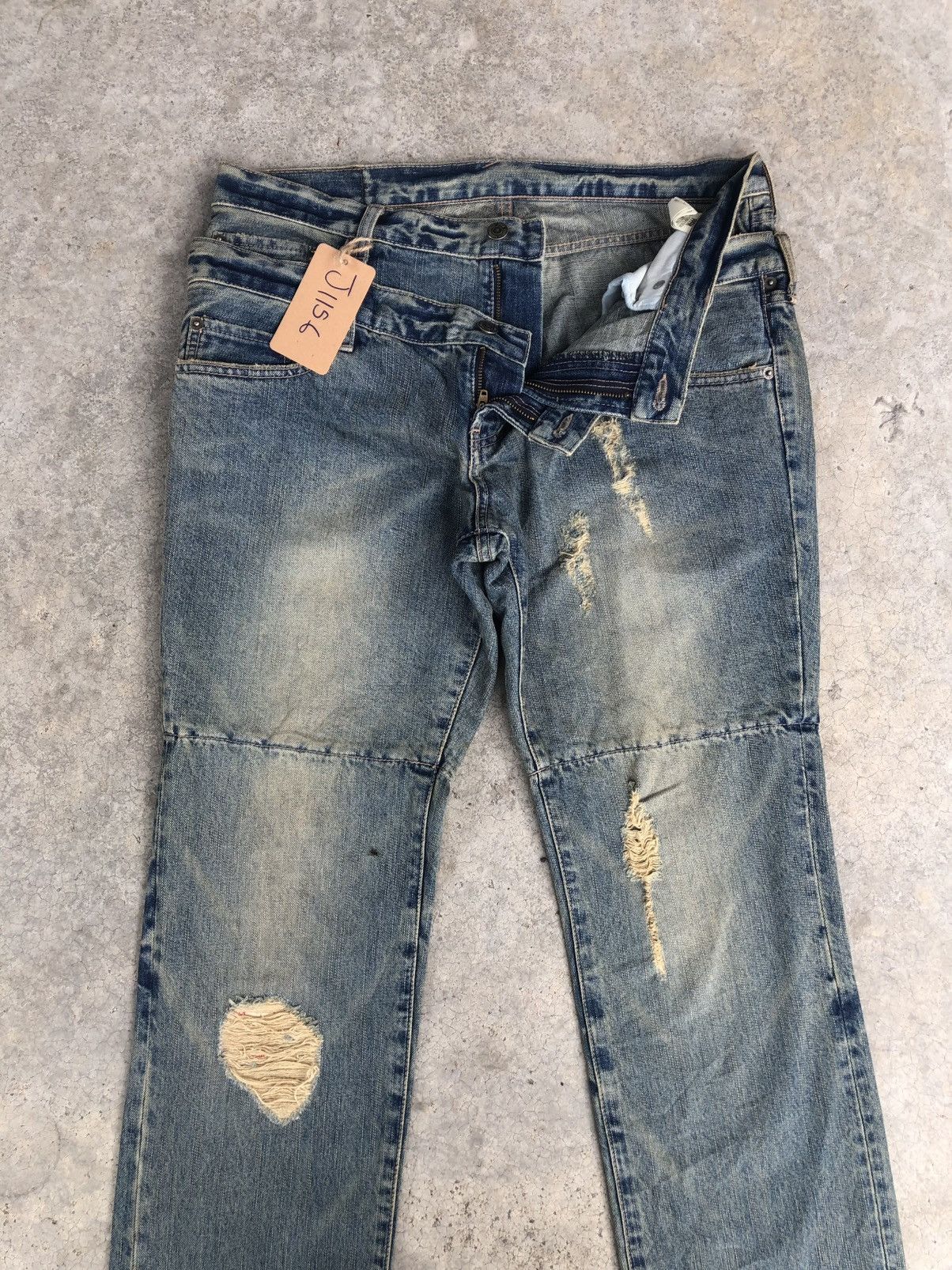 PPFM Japanese PPFM Double Waist Distressed Jeans Size US 35 - 3 Thumbnail