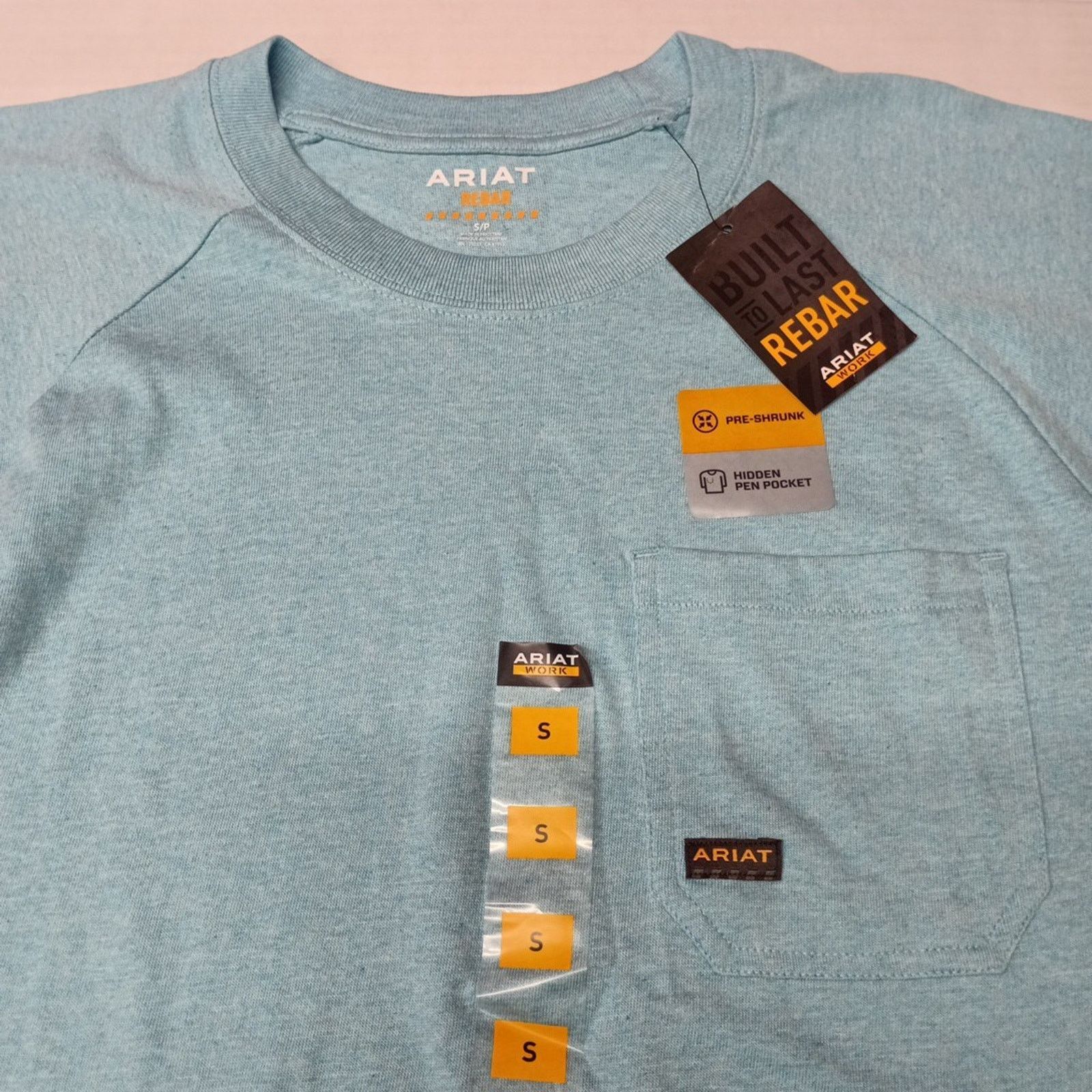 Ariat Ariat Rebar Men's T-Shirt Size S Blue SS Basic Pocket Tee Size US S / EU 44-46 / 1 - 2 Thumbnail
