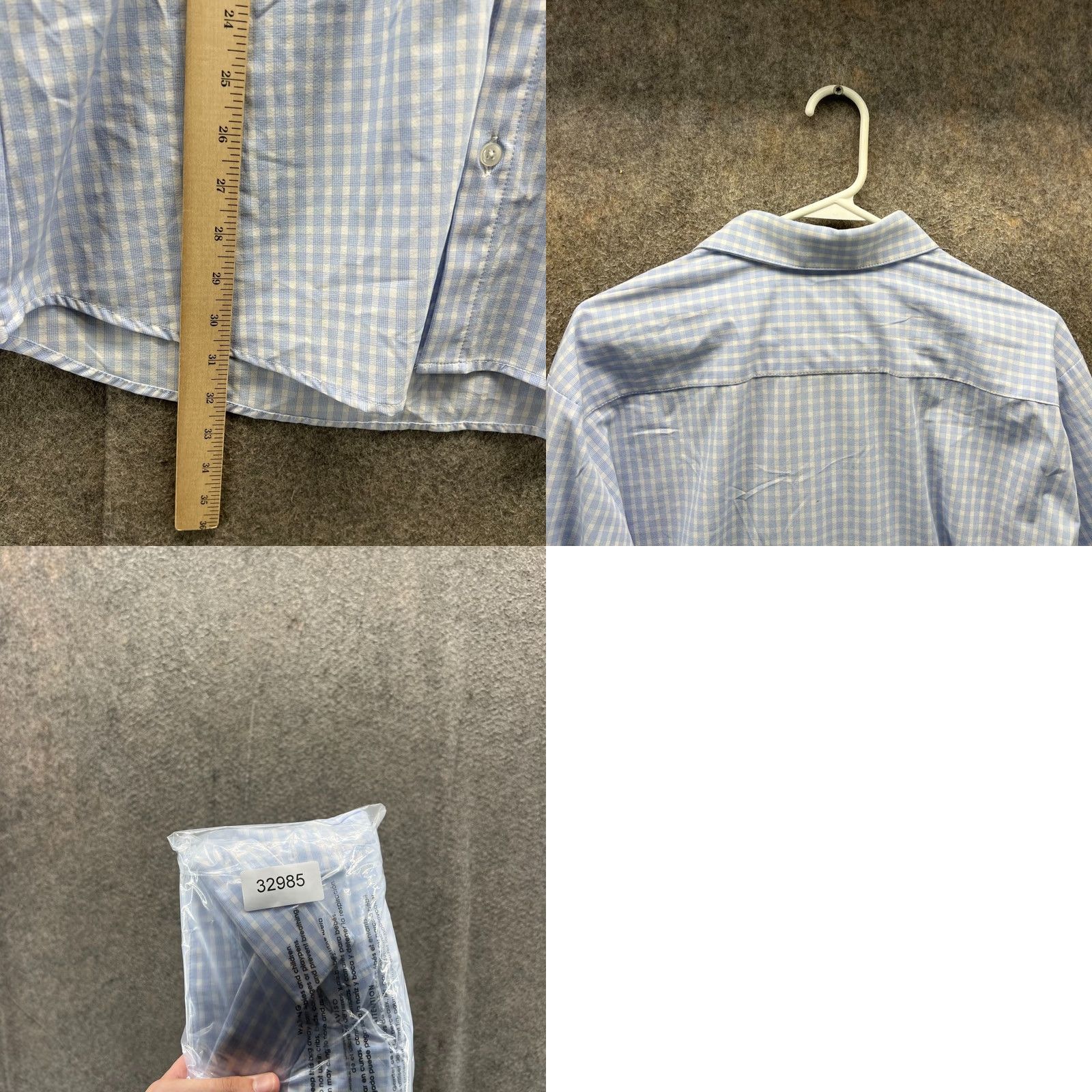 Mizzen+Main Mizzen+Main Shirt Men XL Blue Button-Down Check Leeward Gingham Stretch, Regular Fit, Long Sleeve, Button-Up, Casual/Formal, Preppy, All Seasons Size US XL / EU 56 / 4 - 8 Thumbnail