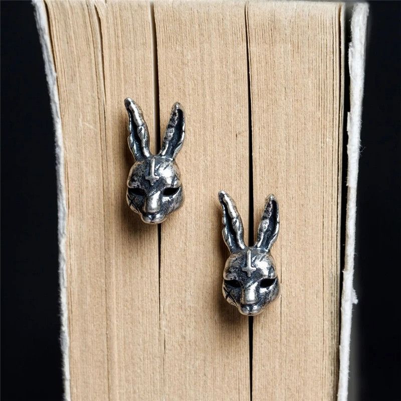 Jewelry Cross Bunny Stud Earrings 925 Sterling Silver Ear Gift Size ONE SIZE - 1 Thumbnail