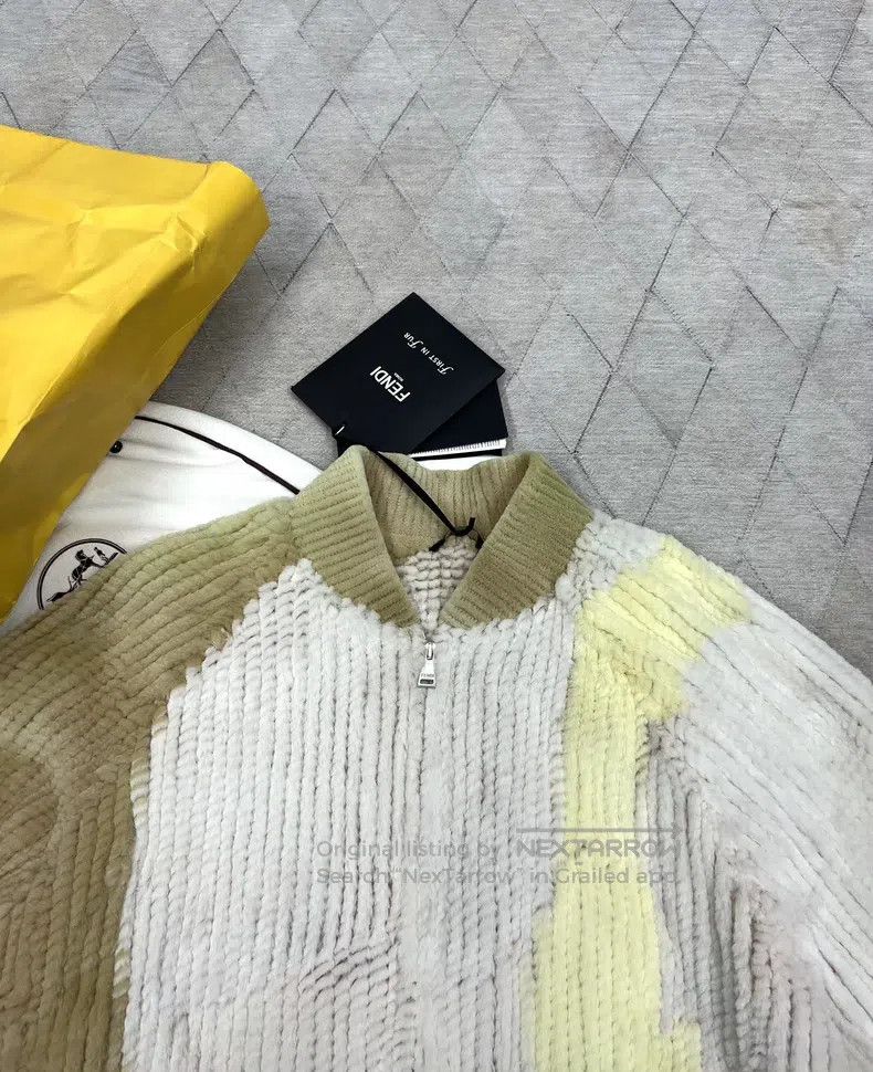 Fendi Fendi Faux Fur Baseball Jacket, Artistic Color Block Size US M / EU 48-50 / 2 - 4 Thumbnail