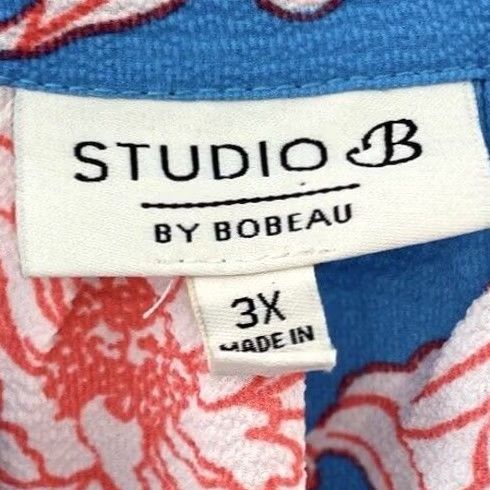 Vintage Bobeau Plus Size Turquoise Blue Floral Peasant Flutter Sleeve Top 3x Size XXL / US 16-18 / IT 52-54 - 5 Thumbnail