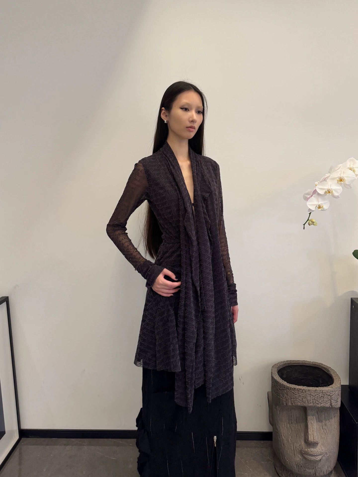 Vintage French Brand Slim Sheer Mesh-Paneled Cardigan XS Size XS / US 0-2 / IT 36-38 - 3 Thumbnail