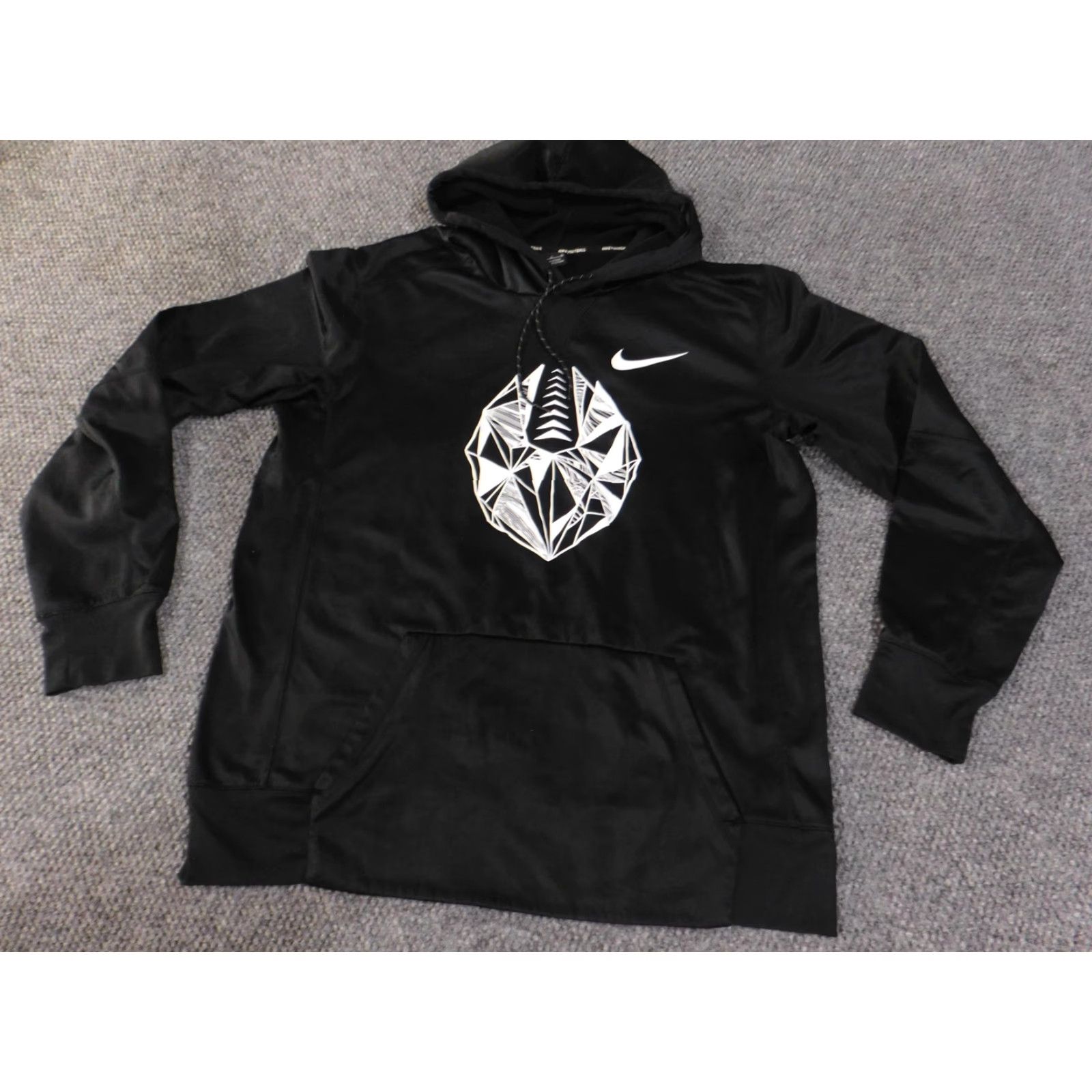 Nike Nike Hoodie Mens Large Black Football Polyester Pullover Graphic Swoosh Kangaroo Pocket Athletic Size US L / EU 52-54 / 3 - 3 Thumbnail