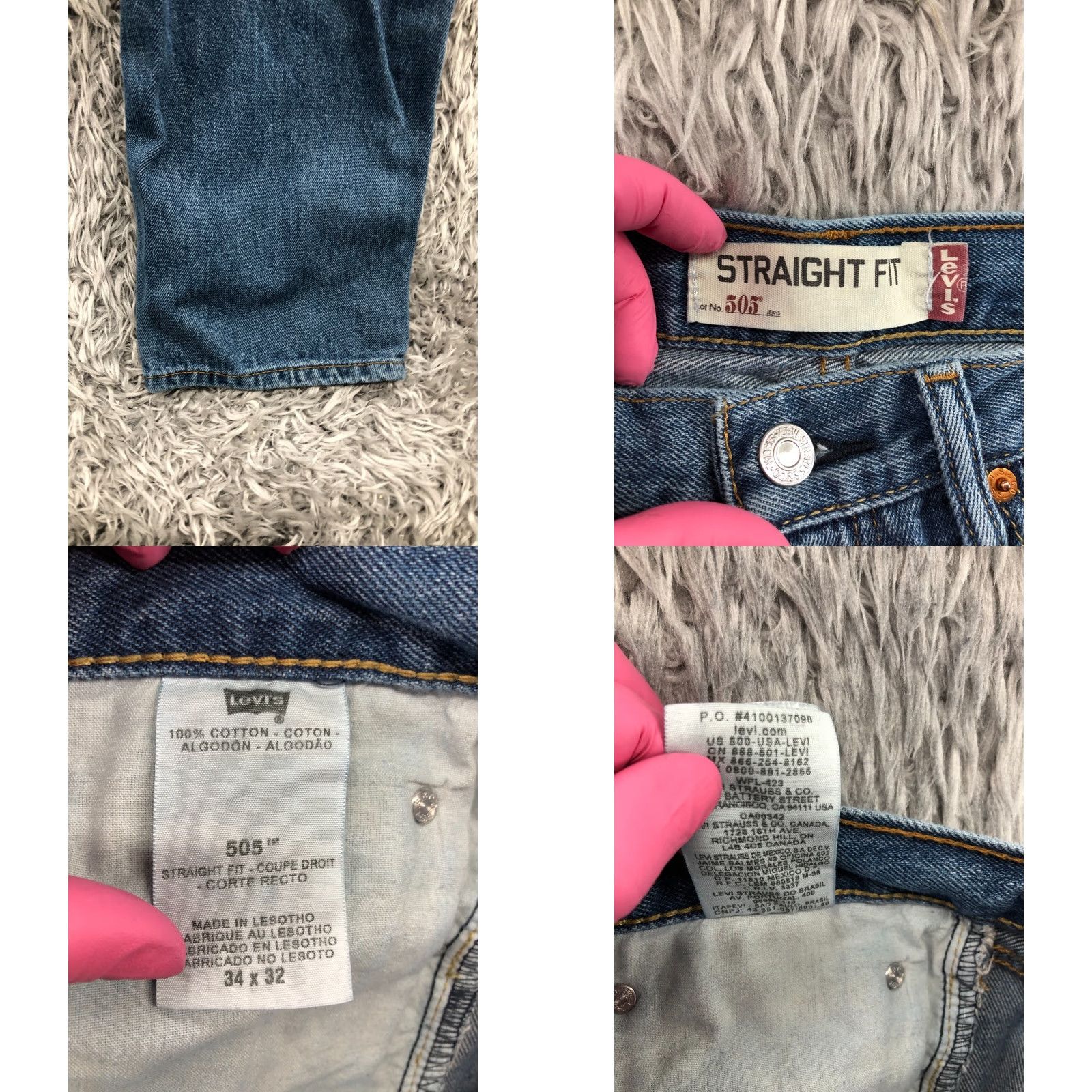 Levi's Levi's 505 Jeans Mens Regular Straight Mid Rise Blue 34x32 Denim 5-Pocket Classic Comfort Size US 34 / EU 50 - 8 Thumbnail