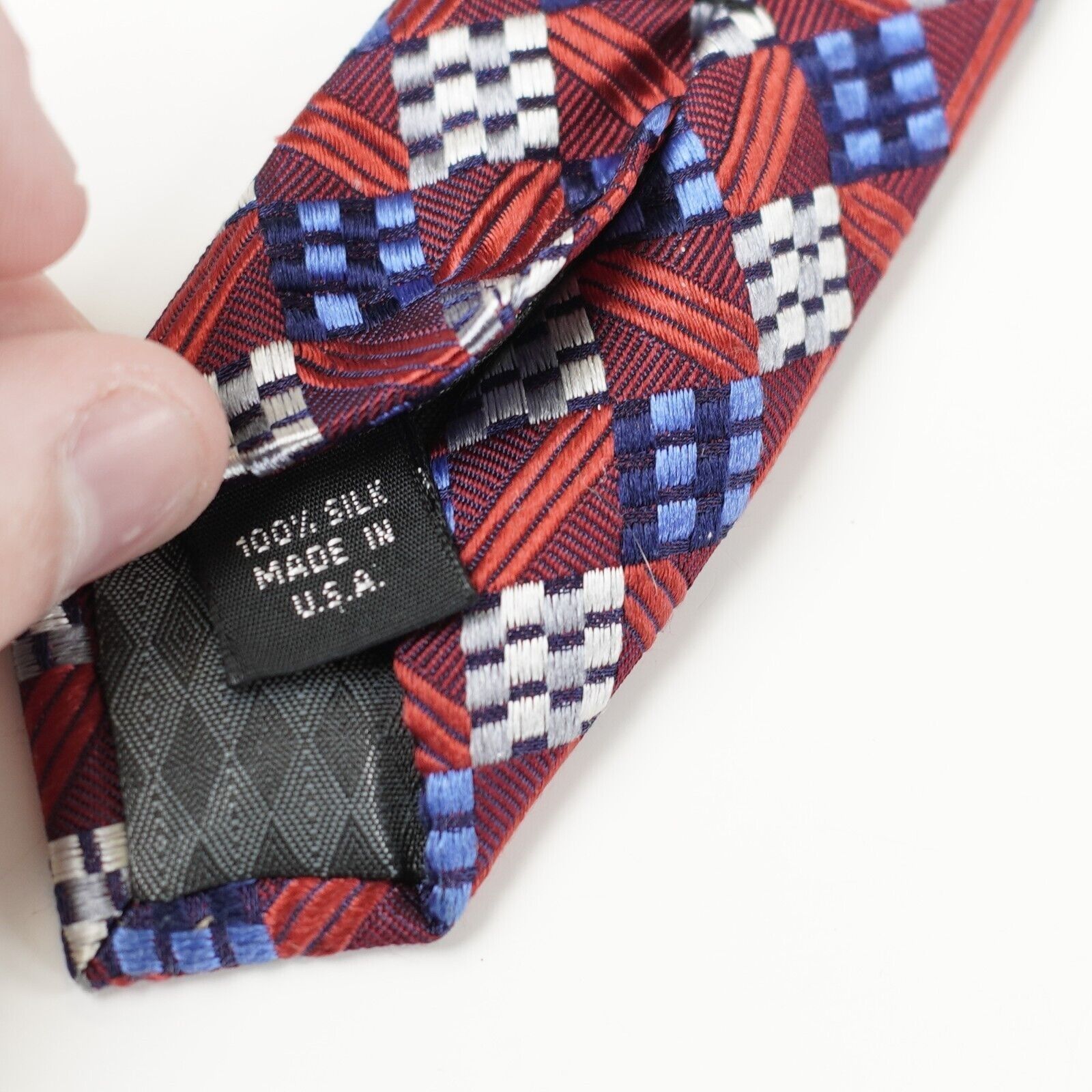 Piattelli Bruno Piattelli Red Blue Check Silk Woven Tie Size ONE SIZE - 5 Thumbnail
