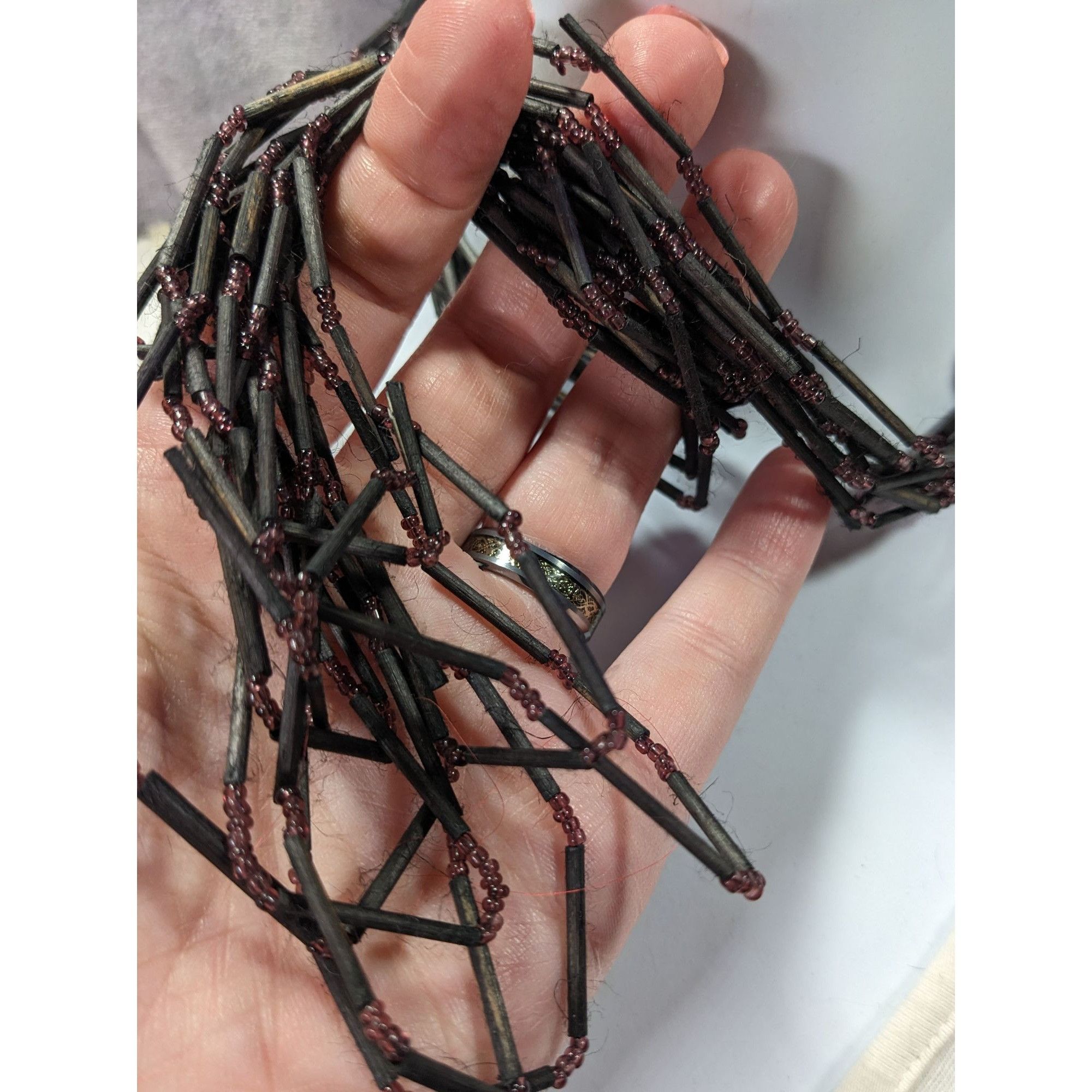 Other Vintage Black Wood And Glass Multistrand Necklace Size ONE SIZE - 3 Thumbnail