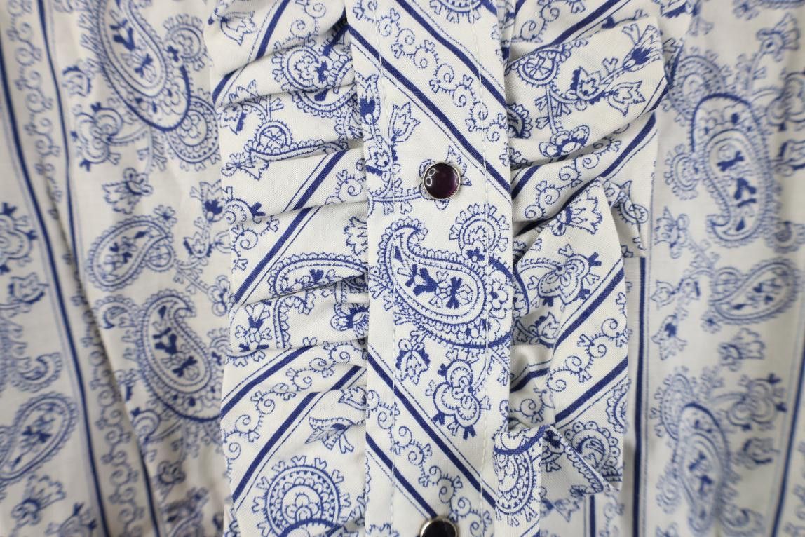 Vintage Vintage 70s Western Country Lace Paisley Ruffled Snap Shirt Size XS / US 0-2 / IT 36-38 - 6 Thumbnail