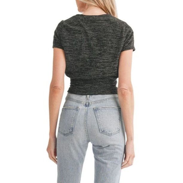 Other LUSH Surplice V-neck Crop T-shirt In Black, S Size S / US 4 / IT 40 - 2 Thumbnail