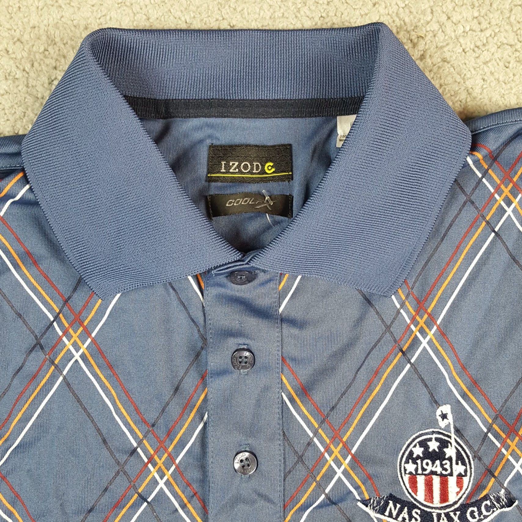 Izod VINTAGE IZOD Golf Polo Shirt NAS JAX Naval Air Station Argyle Collared Polo Shirt Blue M Men Polo Shirt 90s Preppy Beach Classic. Size US M / EU 48-50 / 2 - 4 Thumbnail