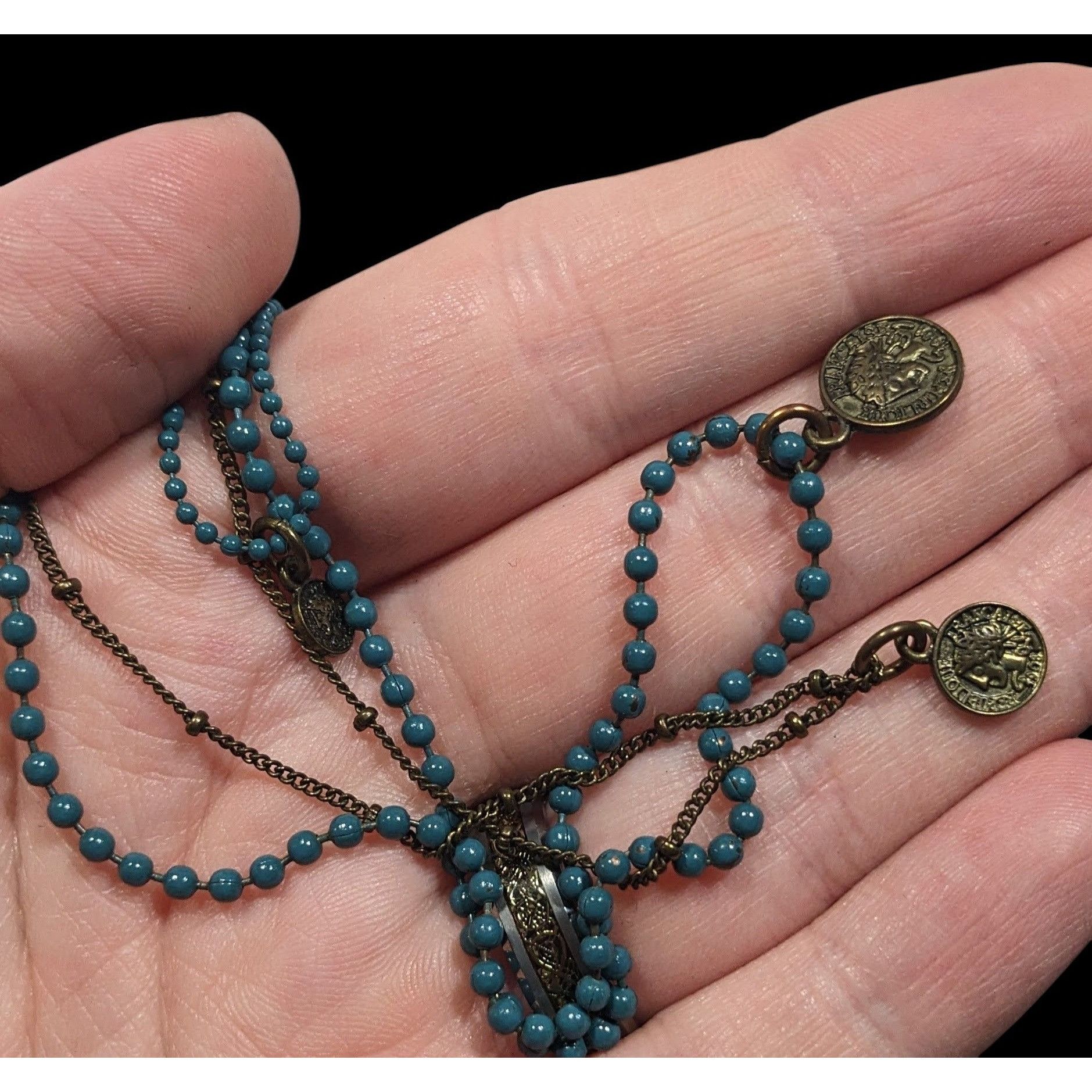 Other Bohemian Layered Mini Medallion Charm Blue And Gold Tone Nec Size ONE SIZE - 5 Thumbnail