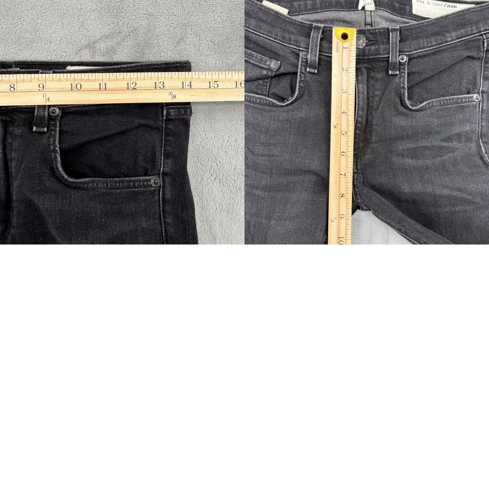 Rag & Bone rag & bone Skinny Jeans Concrete Black Raw Hem Womens Size 27 Size 27" / US 4 / IT 40 - 9 Thumbnail