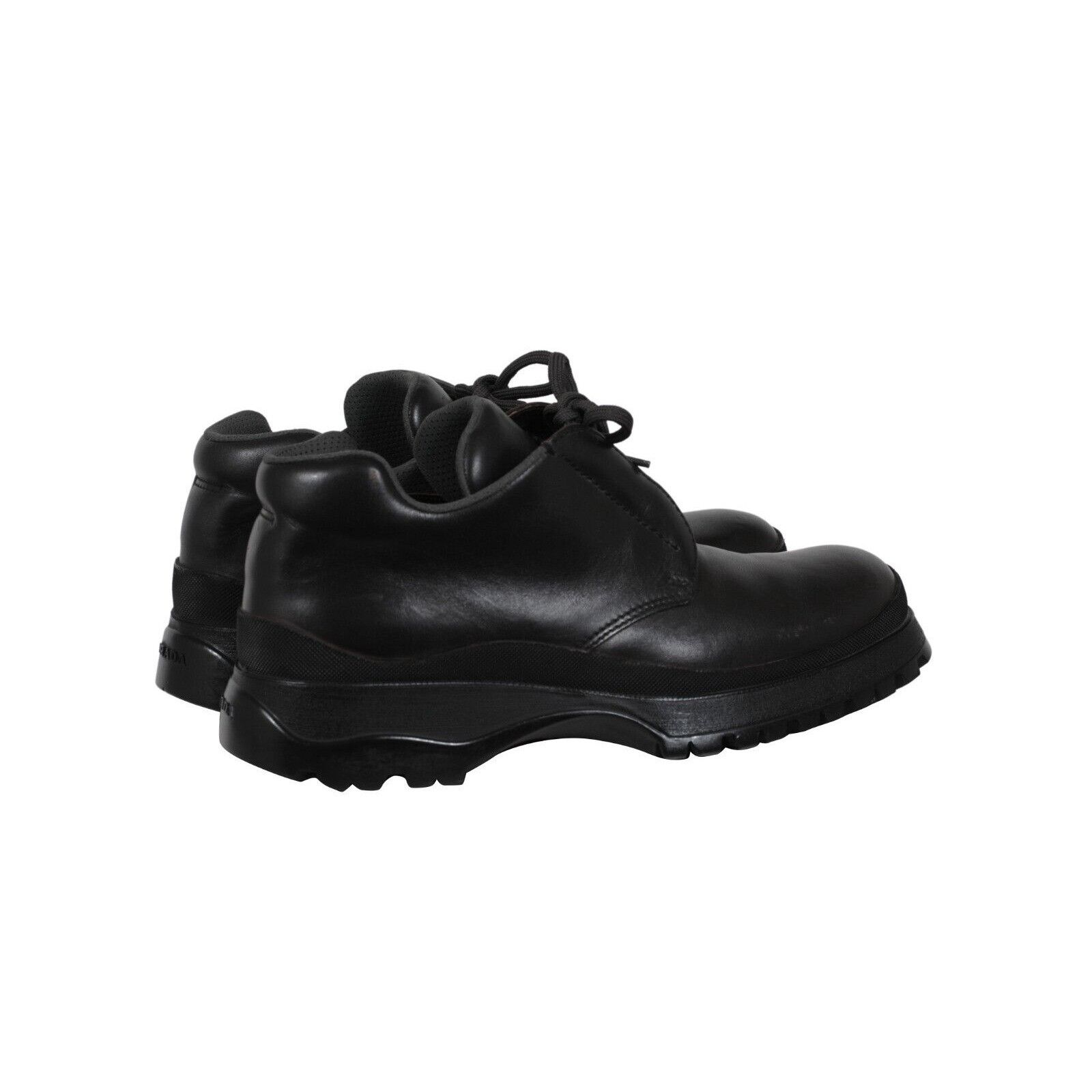 Prada Brixxen Mid Top Derby Shoes Black Leather Size US 8.5 / EU 41-42 - 3 Thumbnail
