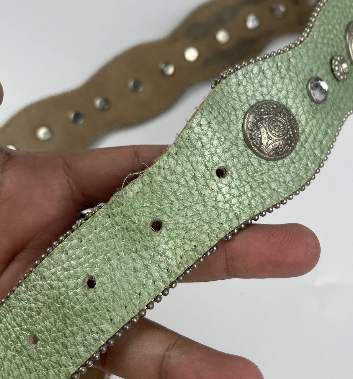 Japanese Brand studded belt with beads tc22 Size 34 - 5 Thumbnail