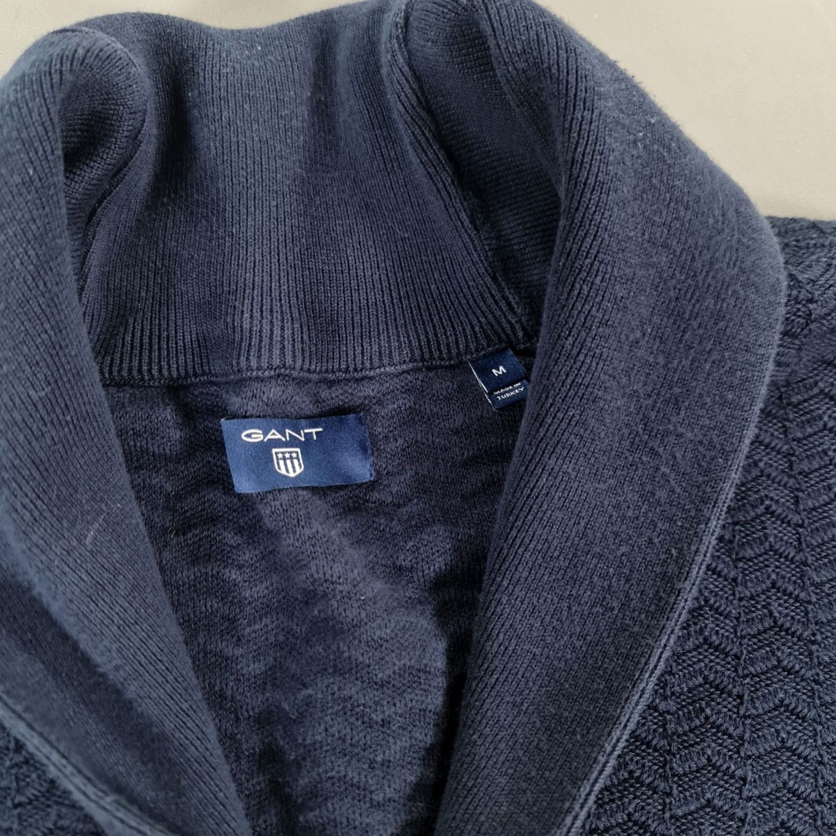 Gant GANT Cardigan Mens Shawl Neck Navy Blue M Cotton Knit Jumper Regular Vintage No Pattern Size US M / EU 48-50 / 2 - 3 Thumbnail
