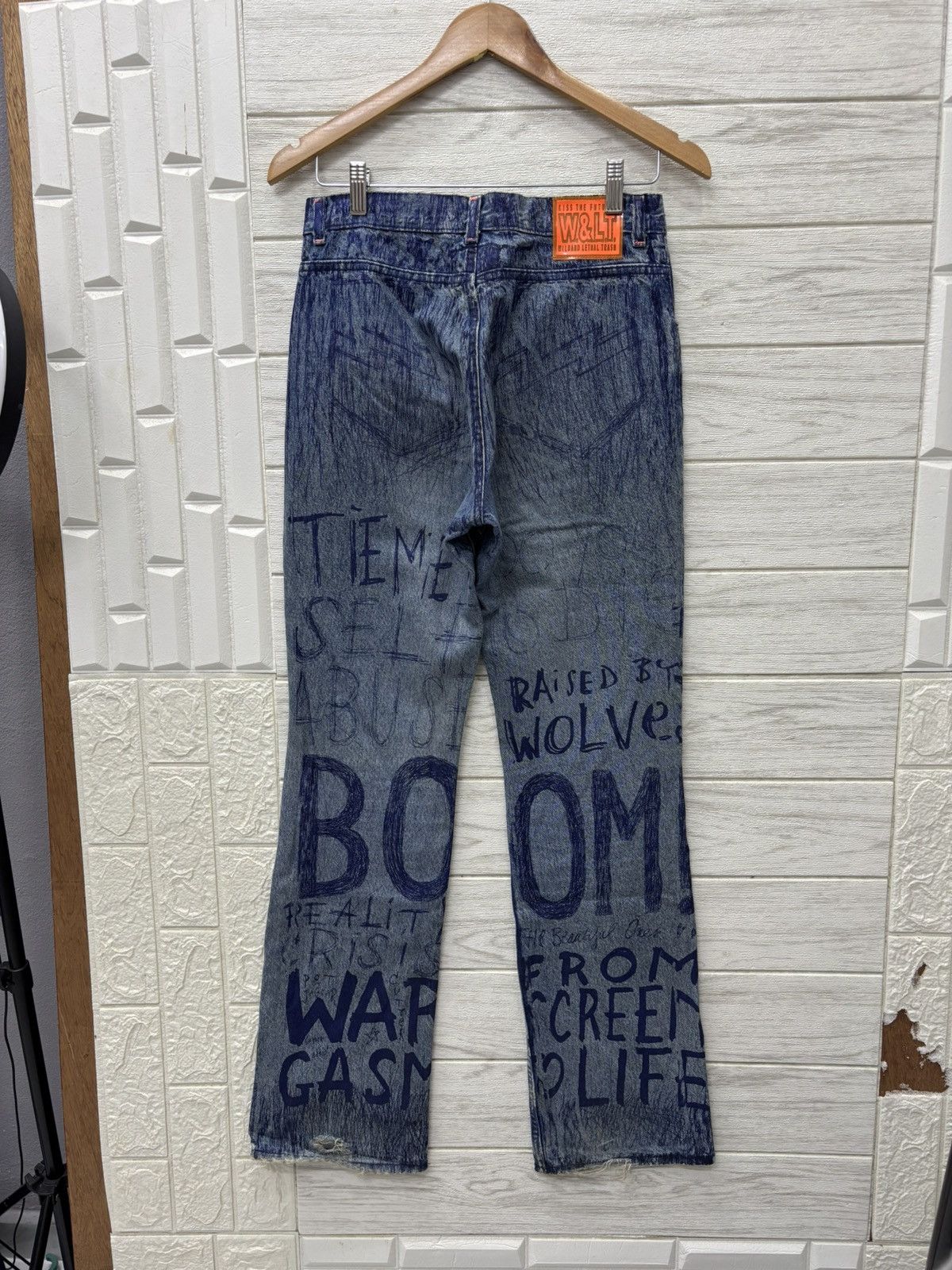 Walter Van Beirendonck W&LT⚡️Pen Graffiti Archive Flared Jeans Distressed Denim Size US 30 / EU 46 - 5 Thumbnail